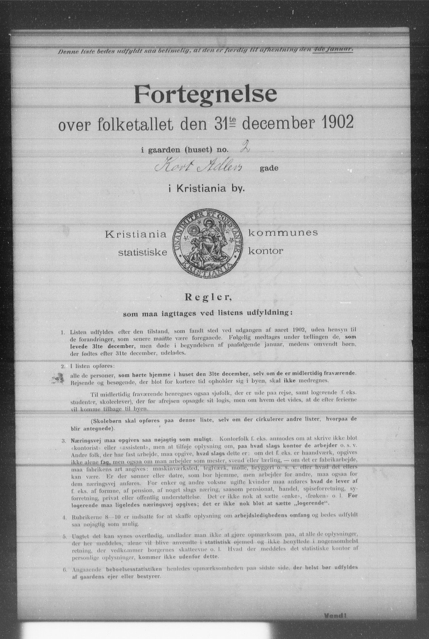 OBA, Municipal Census 1902 for Kristiania, 1902, p. 2597