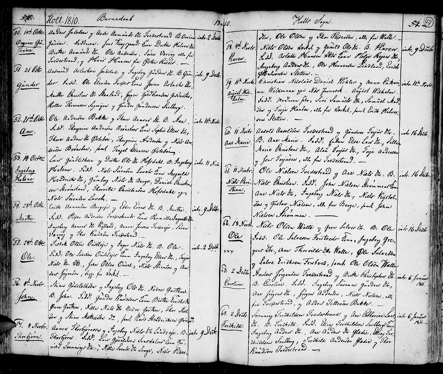 Holt sokneprestkontor, SAK/1111-0021/F/Fa/L0004: Parish register (official) no. A 4, 1799-1813, p. 47