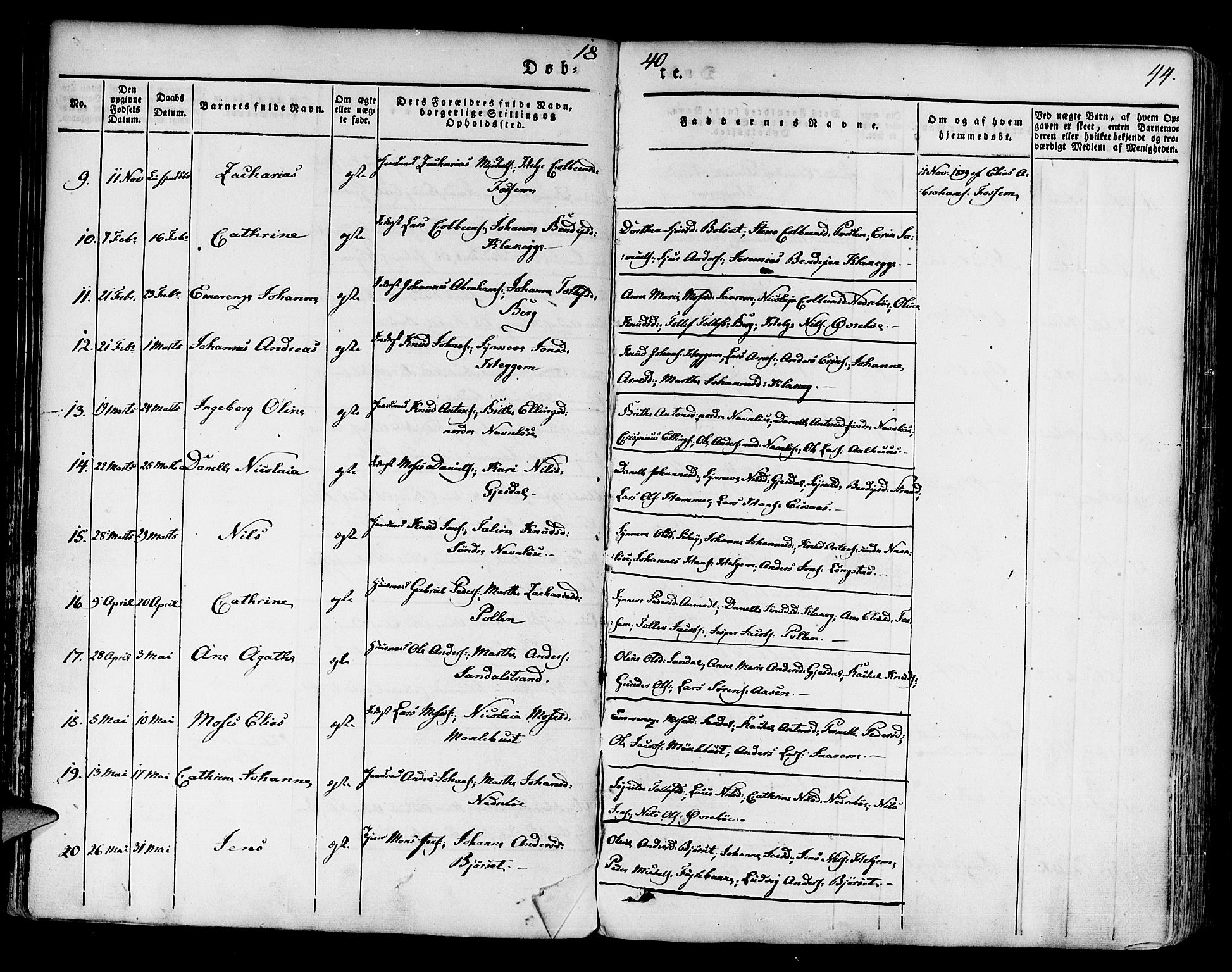 Jølster sokneprestembete, AV/SAB-A-80701/H/Haa/Haaa/L0009: Parish register (official) no. A 9, 1833-1848, p. 44