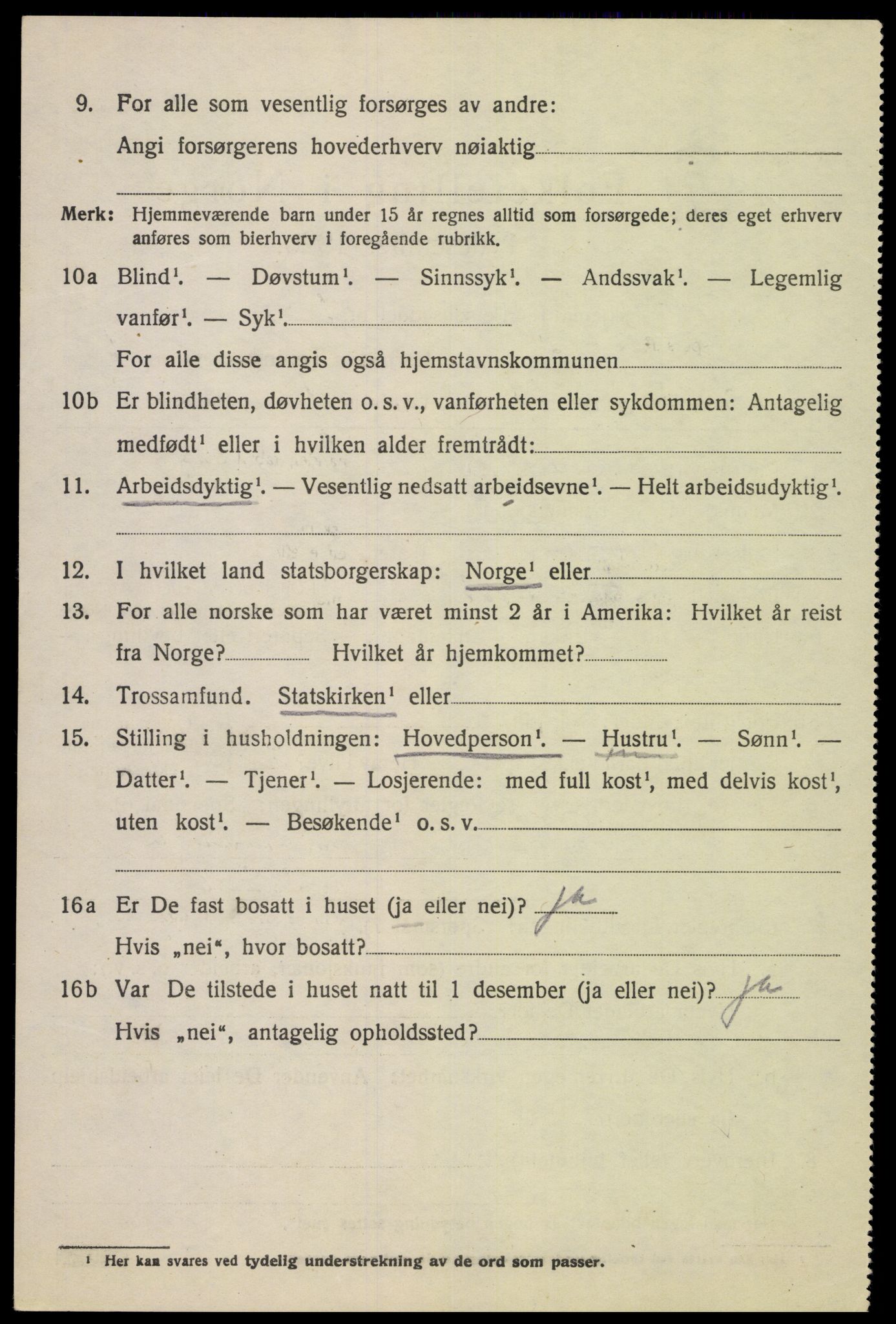 SAK, 1920 census for Fjotland, 1920, p. 425