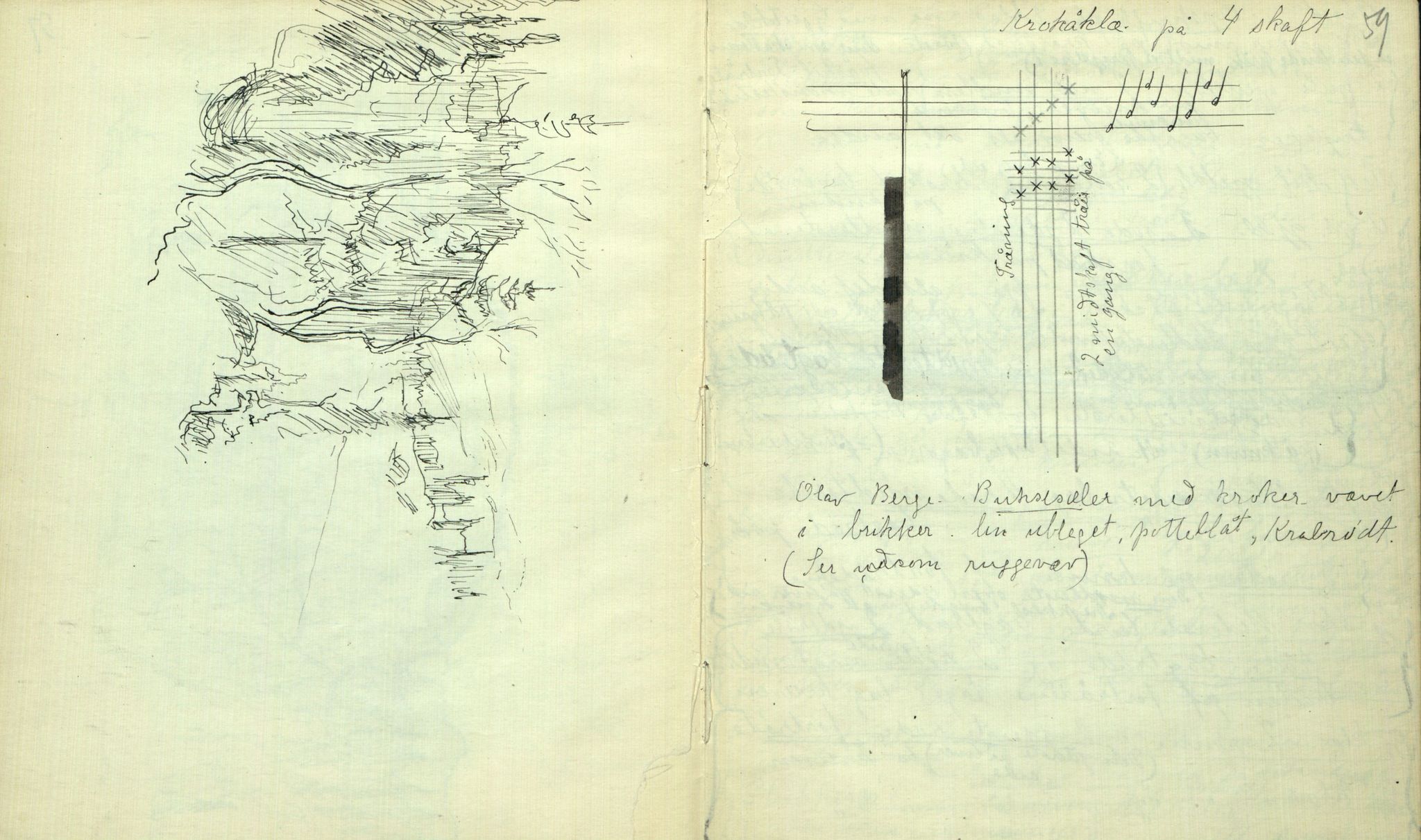 Rikard Berge, TEMU/TGM-A-1003/F/L0006/0017: 201-250 / 217 Ymse skisser og notat om folkekunst ymse stader i Telemark. Ordtøke (R. B.), 1911, p. 58-59