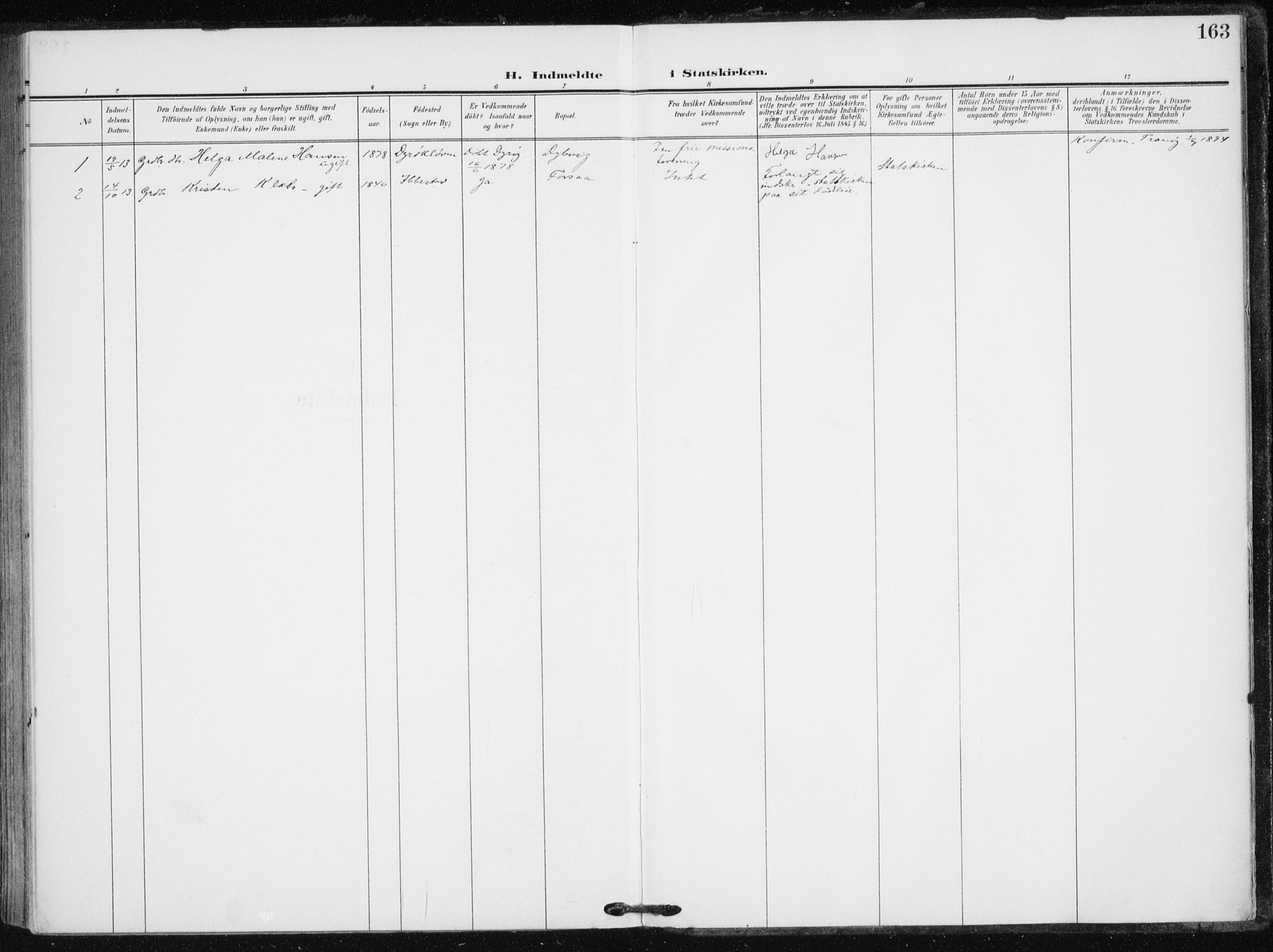 Tranøy sokneprestkontor, AV/SATØ-S-1313/I/Ia/Iaa/L0013kirke: Parish register (official) no. 13, 1905-1922, p. 163