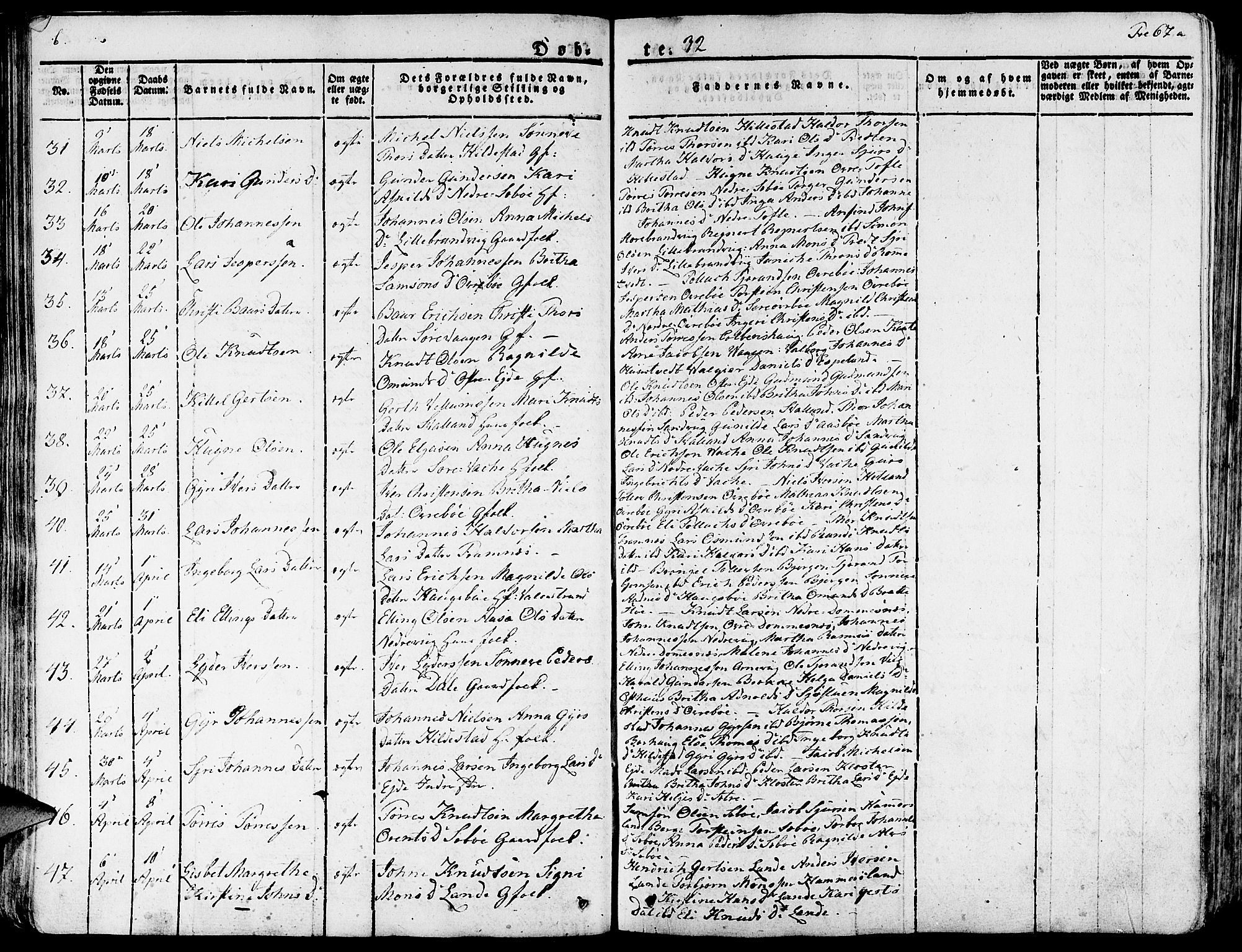 Fjelberg sokneprestembete, AV/SAB-A-75201/H/Haa: Parish register (official) no. A 5, 1822-1834, p. 67