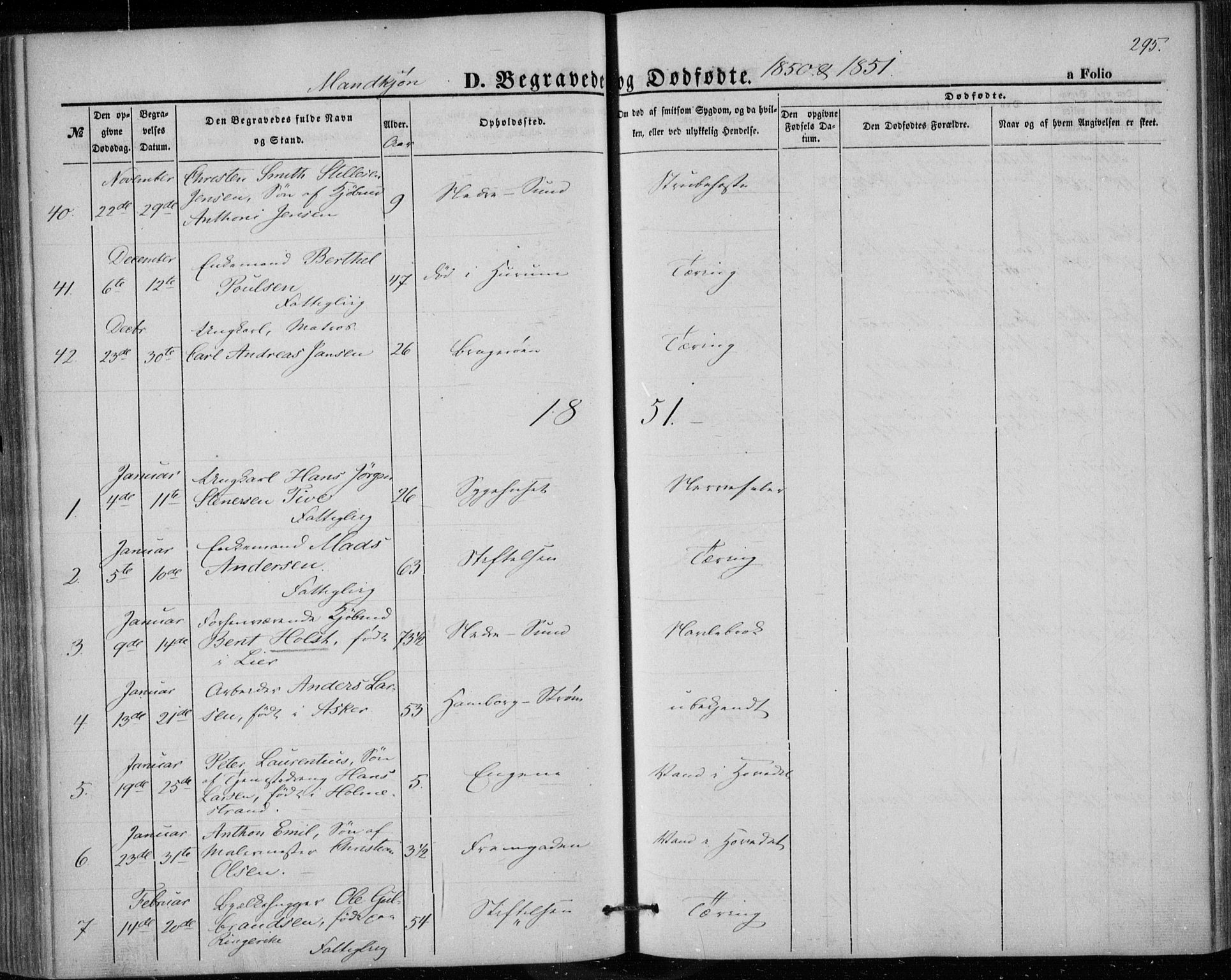 Bragernes kirkebøker, AV/SAKO-A-6/F/Fb/L0002: Parish register (official) no. II 2, 1848-1859, p. 295