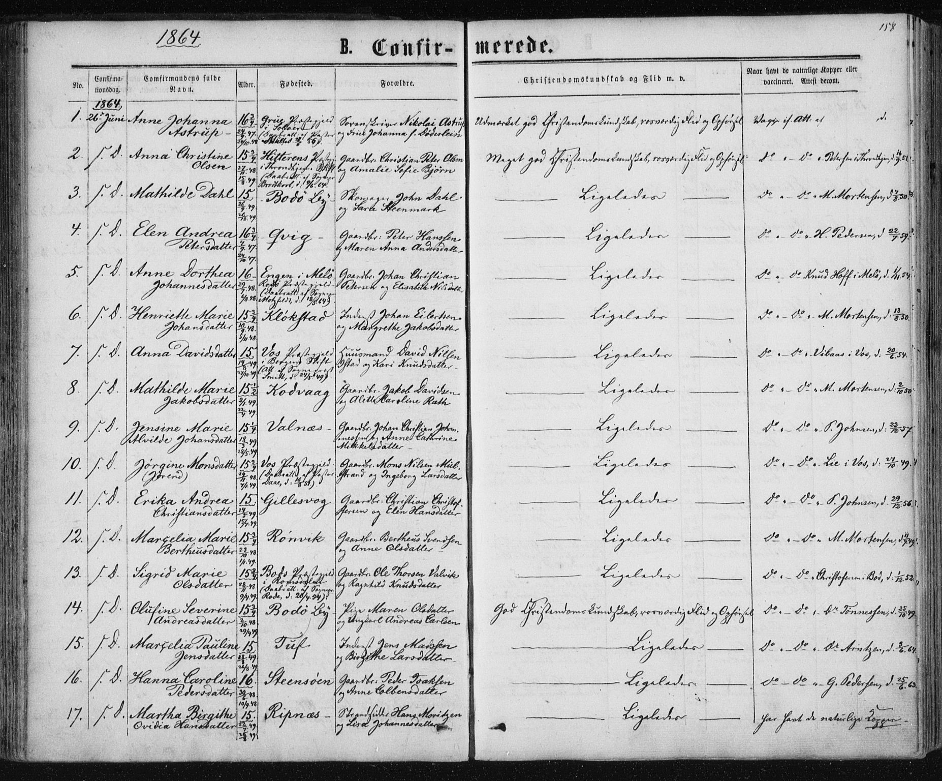 Ministerialprotokoller, klokkerbøker og fødselsregistre - Nordland, SAT/A-1459/801/L0008: Parish register (official) no. 801A08, 1864-1875, p. 158