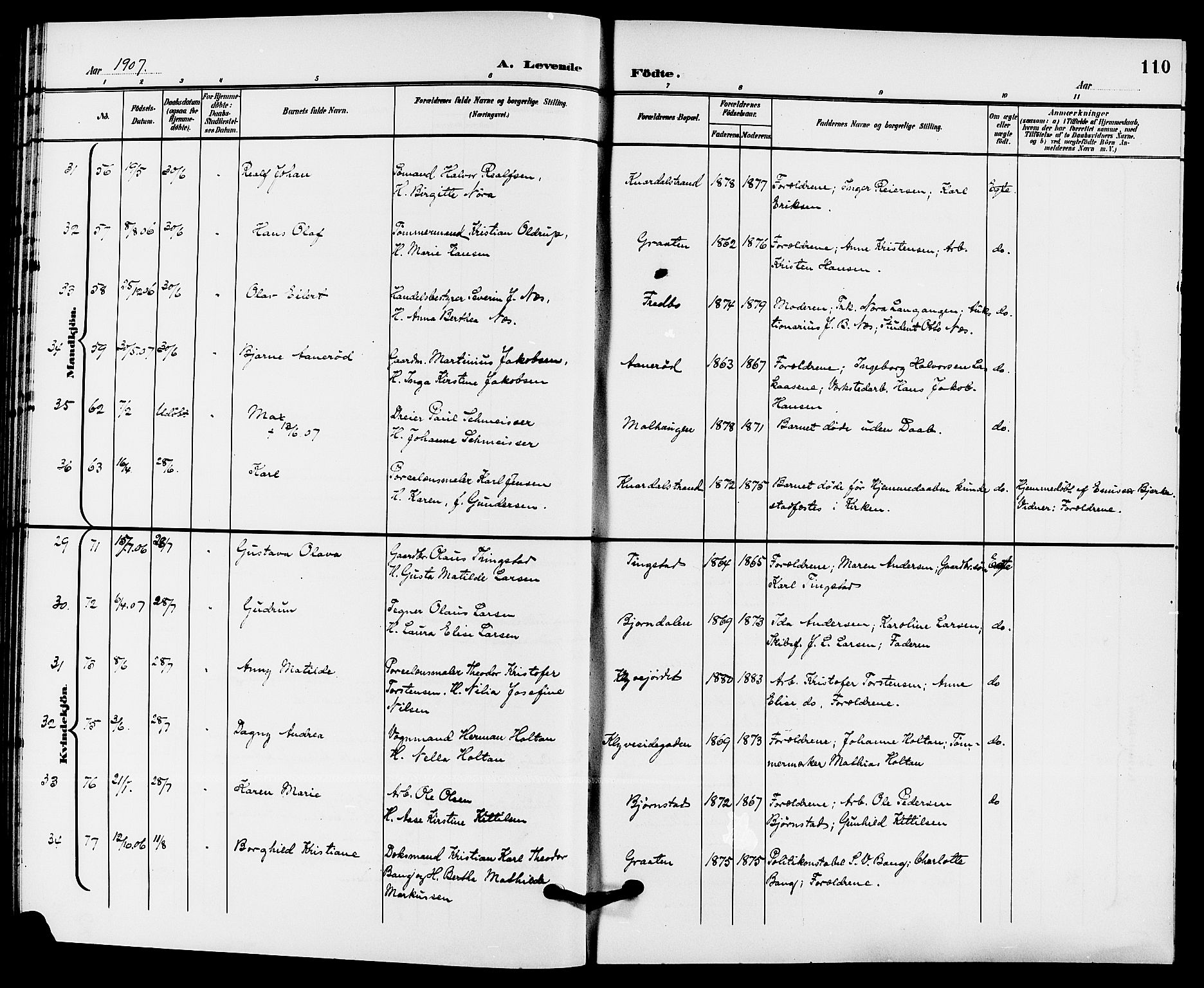 Solum kirkebøker, AV/SAKO-A-306/G/Ga/L0008: Parish register (copy) no. I 8, 1898-1909, p. 110