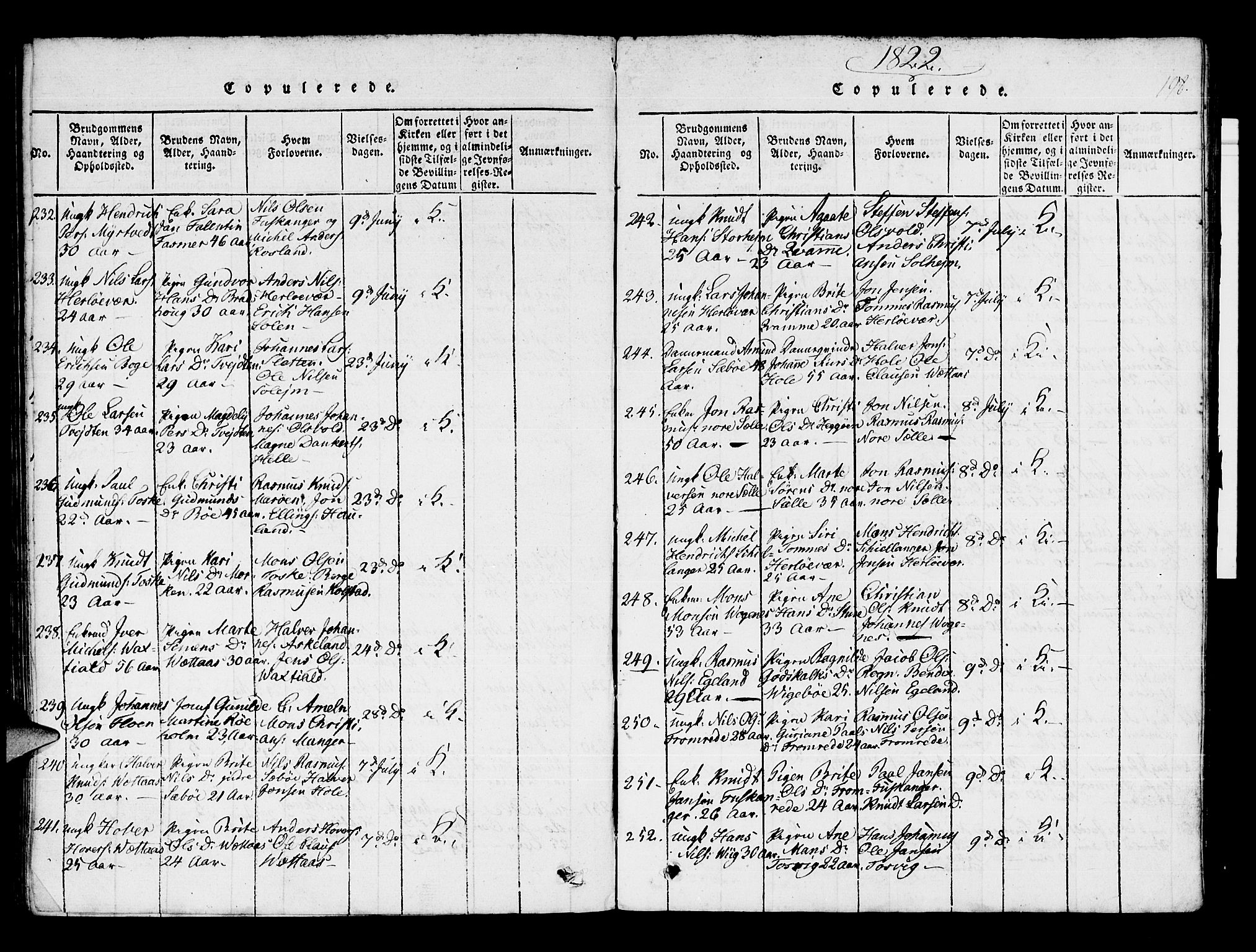 Manger sokneprestembete, AV/SAB-A-76801/H/Haa: Parish register (official) no. A 3, 1816-1824, p. 198