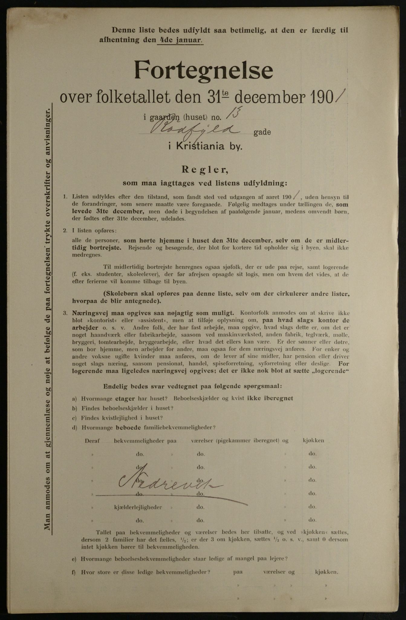 OBA, Municipal Census 1901 for Kristiania, 1901, p. 13181