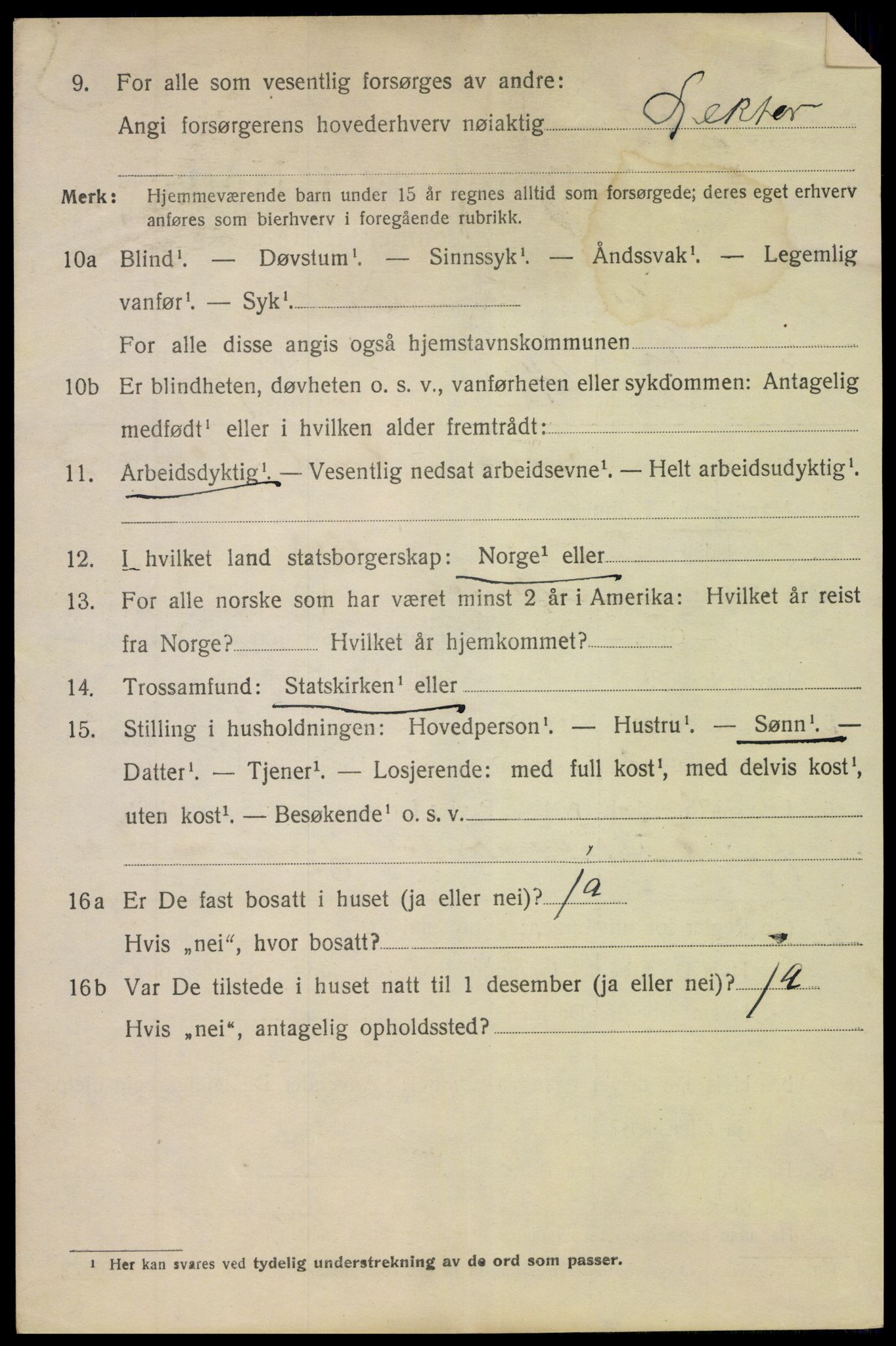 SAK, 1920 census for Arendal, 1920, p. 14455