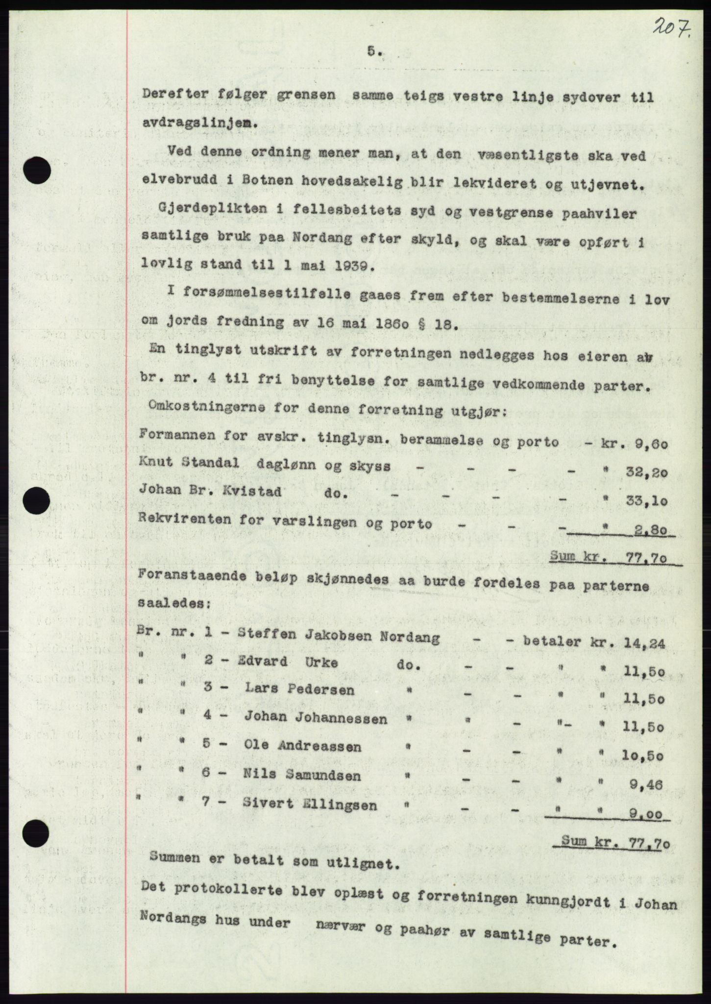 Søre Sunnmøre sorenskriveri, AV/SAT-A-4122/1/2/2C/L0067: Mortgage book no. 61, 1938-1939, Diary no: : 152/1939