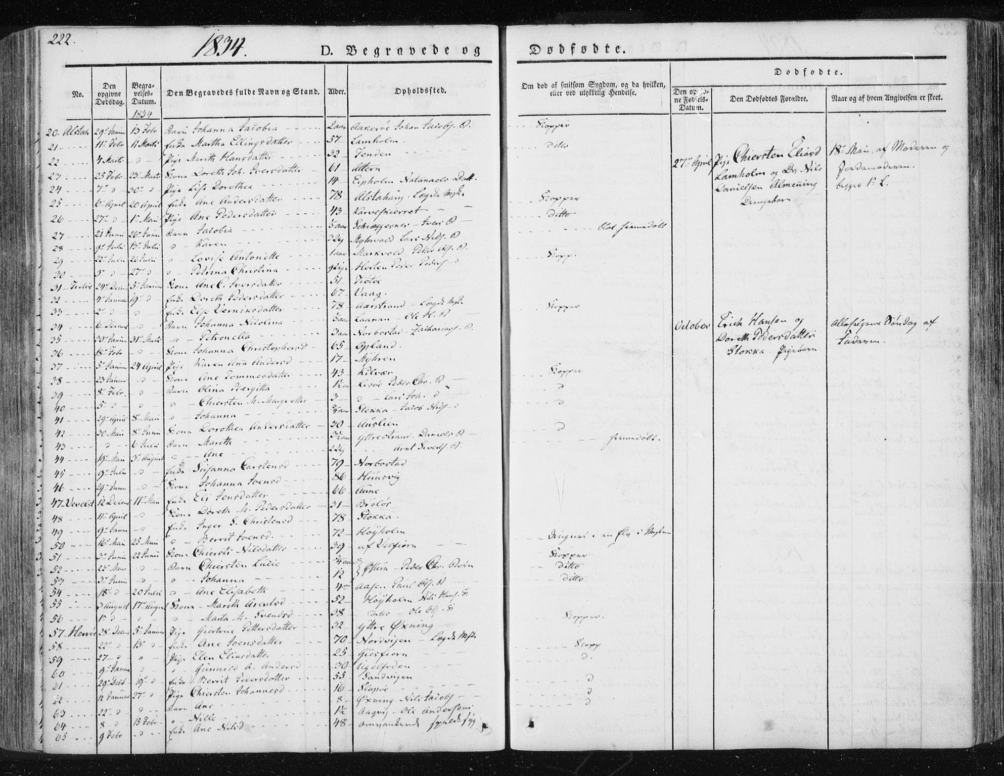 Ministerialprotokoller, klokkerbøker og fødselsregistre - Nordland, AV/SAT-A-1459/830/L0447: Parish register (official) no. 830A11, 1831-1854, p. 222