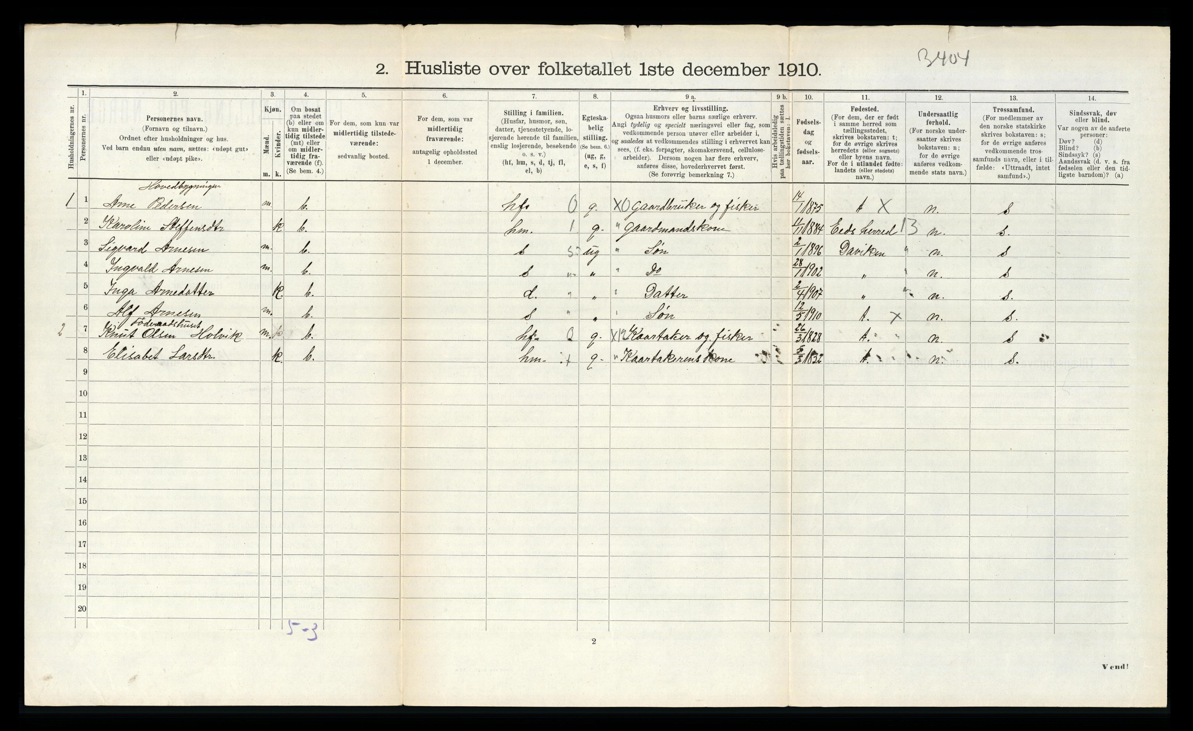 RA, 1910 census for Sør-Vågsøy, 1910, p. 383