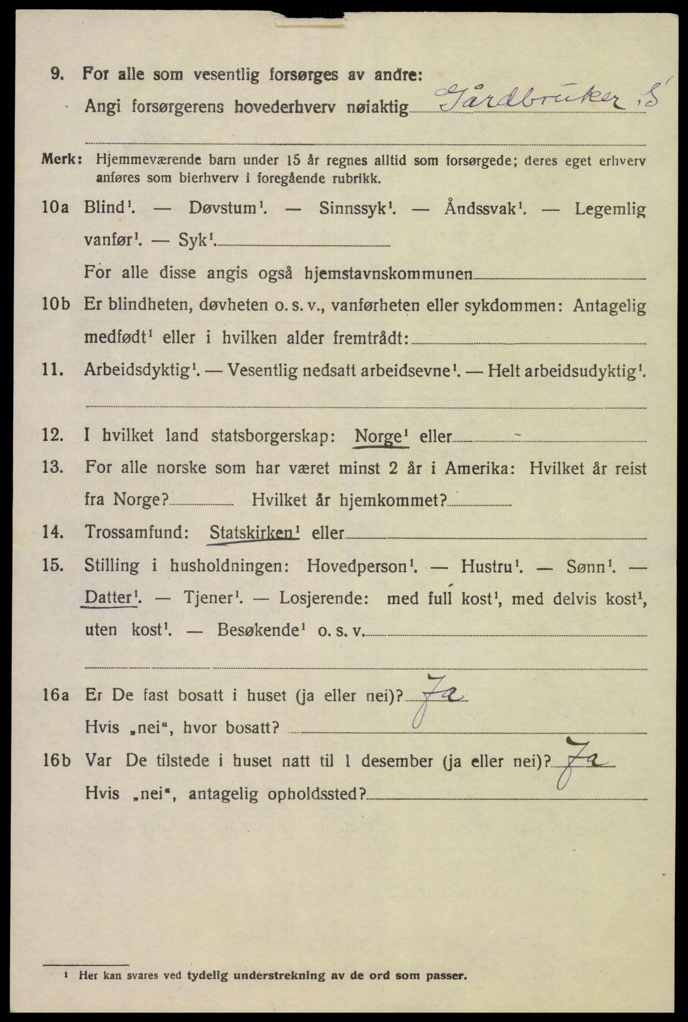 SAK, 1920 census for Lyngdal, 1920, p. 3954