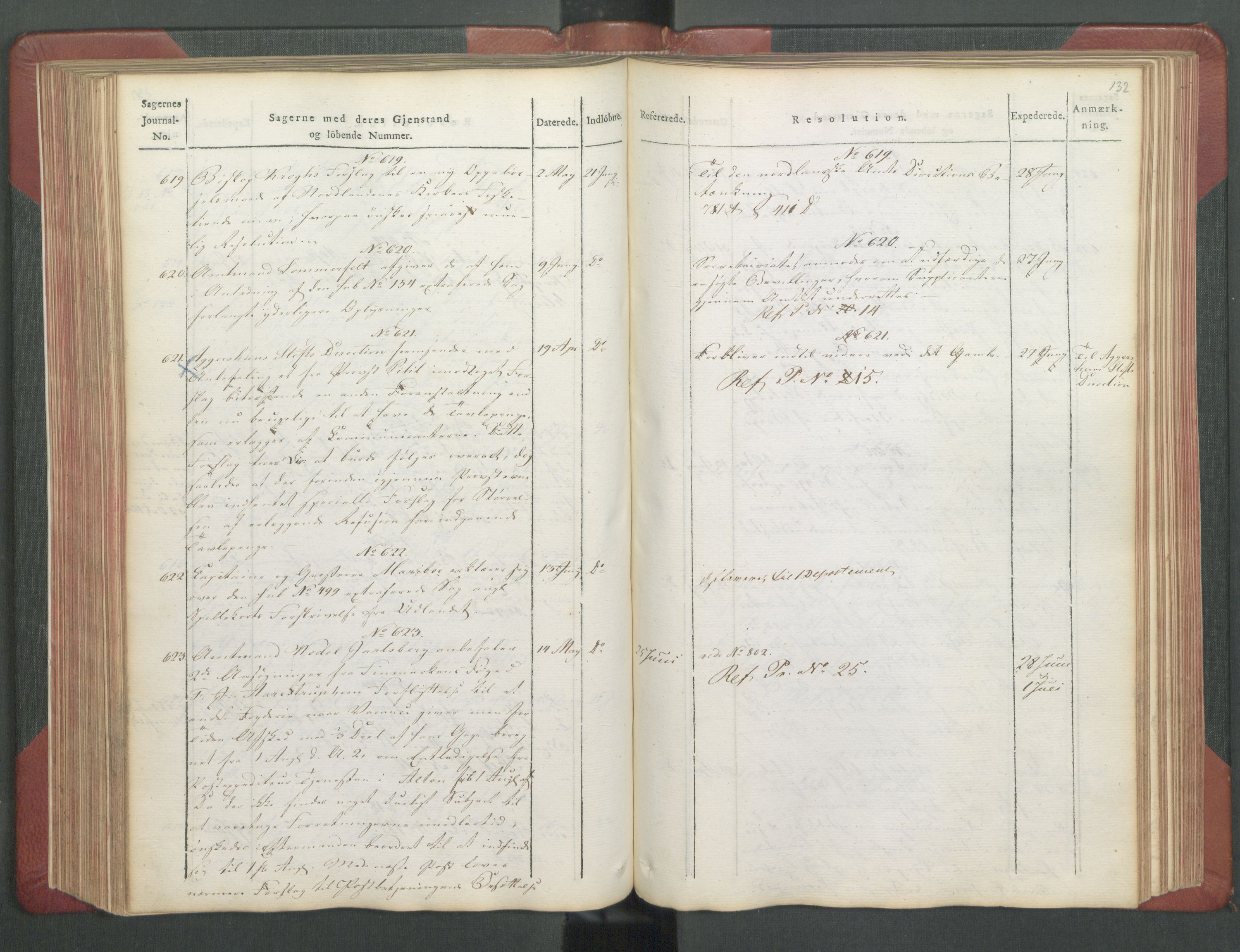 Departementene i 1814, AV/RA-S-3899/Fb/L0029: Journal A 1-900 (ekstraktprotokoll), 1814, p. 132