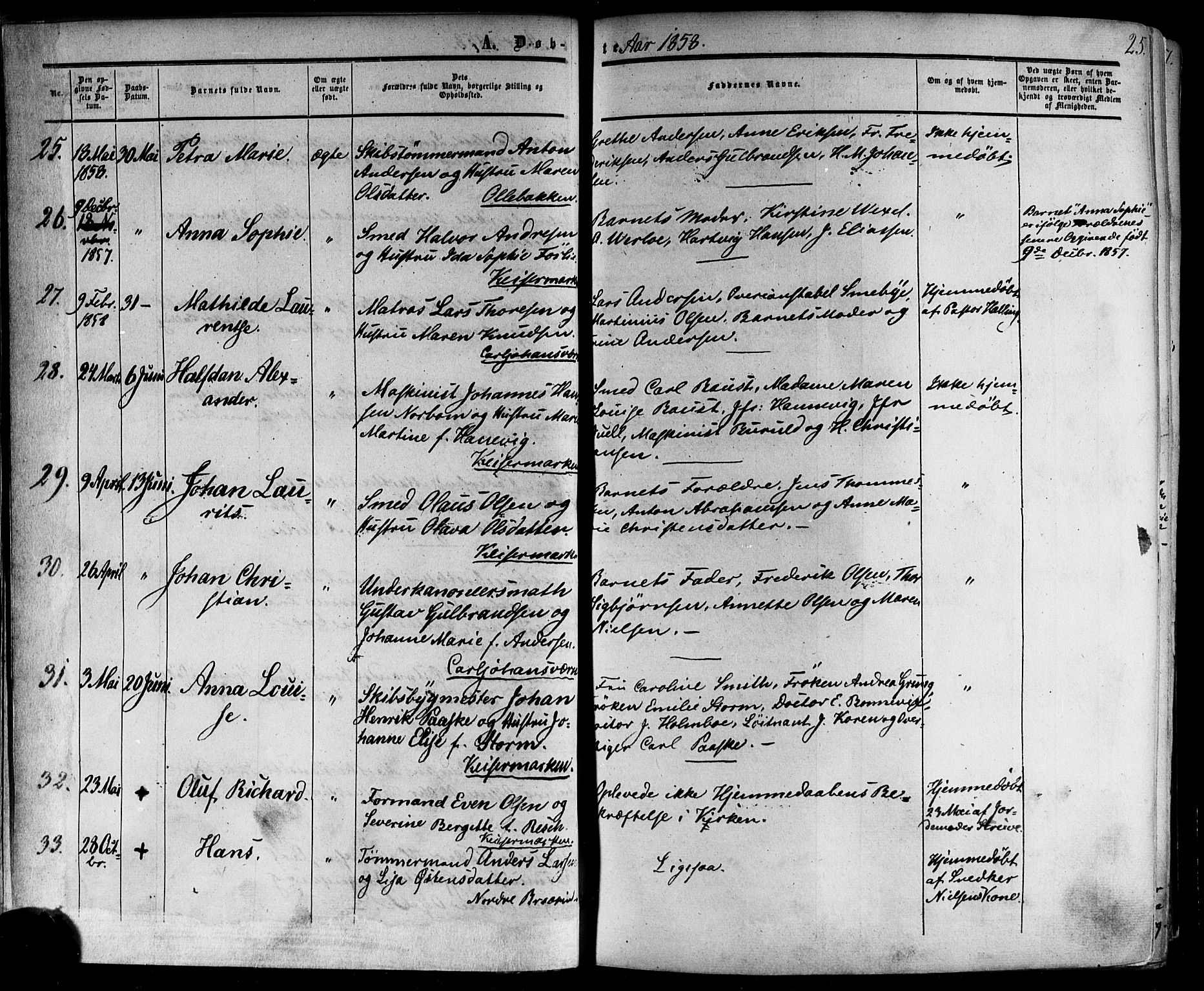 Horten kirkebøker, AV/SAKO-A-348/F/Fa/L0001: Parish register (official) no. 1, 1855-1871, p. 25