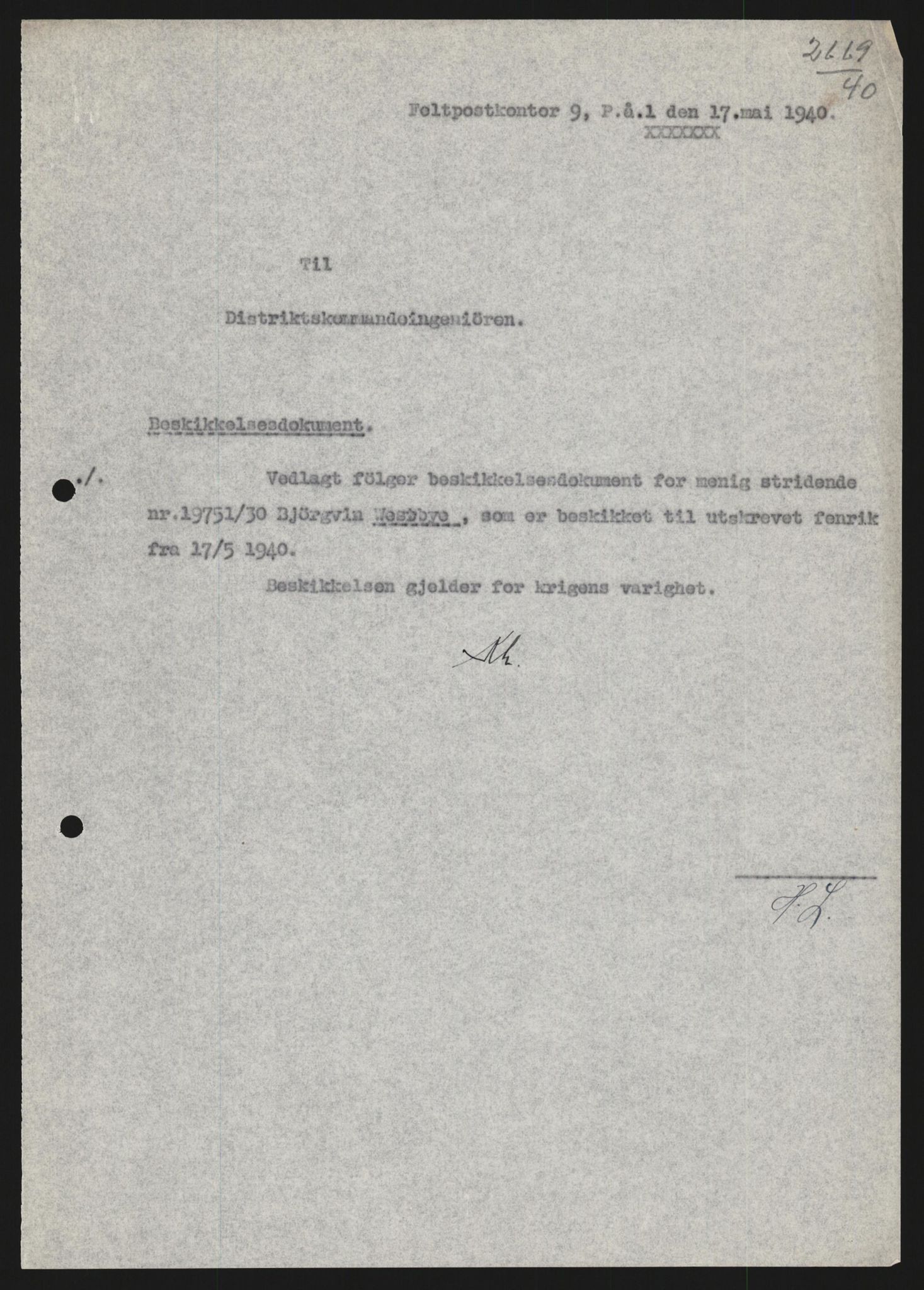 Forsvaret, Forsvarets krigshistoriske avdeling, AV/RA-RAFA-2017/Y/Yb/L0123: II-C-11-600  -  6. Divisjon med avdelinger, 1940, p. 663