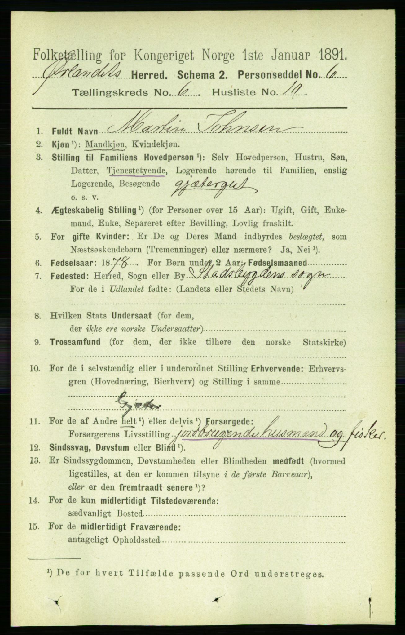 RA, 1891 census for 1621 Ørland, 1891, p. 1910