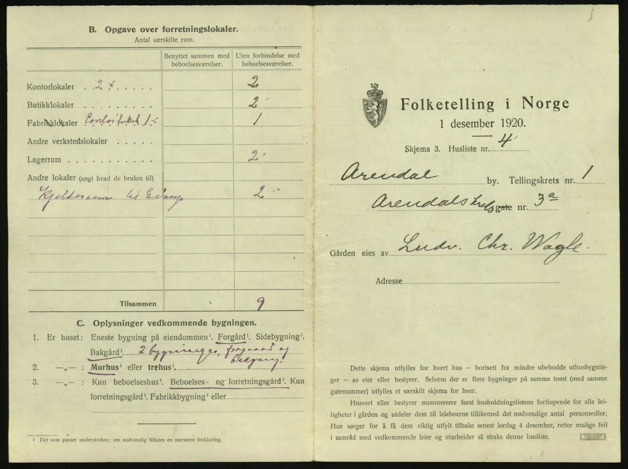 SAK, 1920 census for Arendal, 1920, p. 90