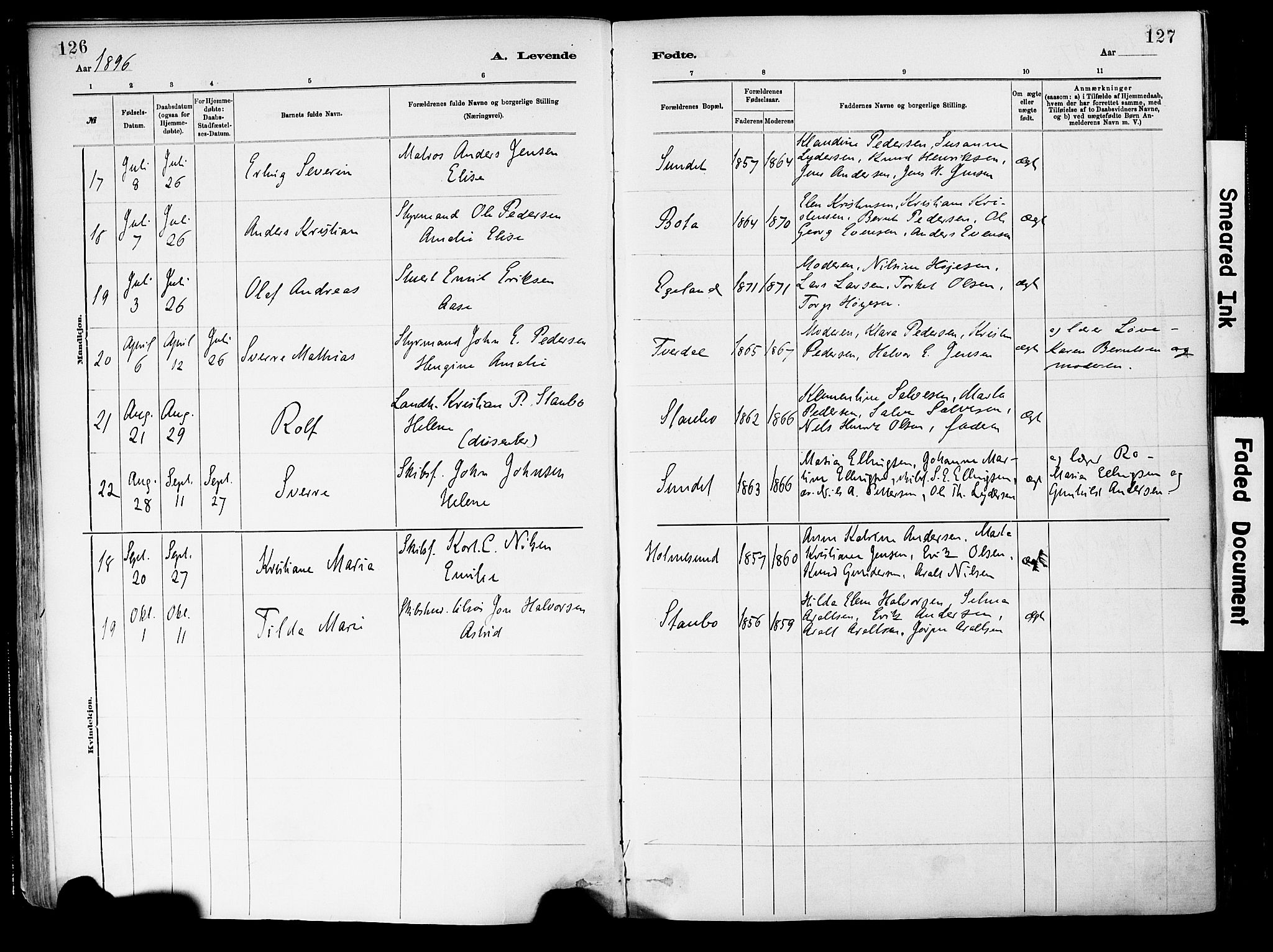 Dypvåg sokneprestkontor, SAK/1111-0007/F/Fa/Fab/L0001: Parish register (official) no. A 1, 1885-1912, p. 126-127