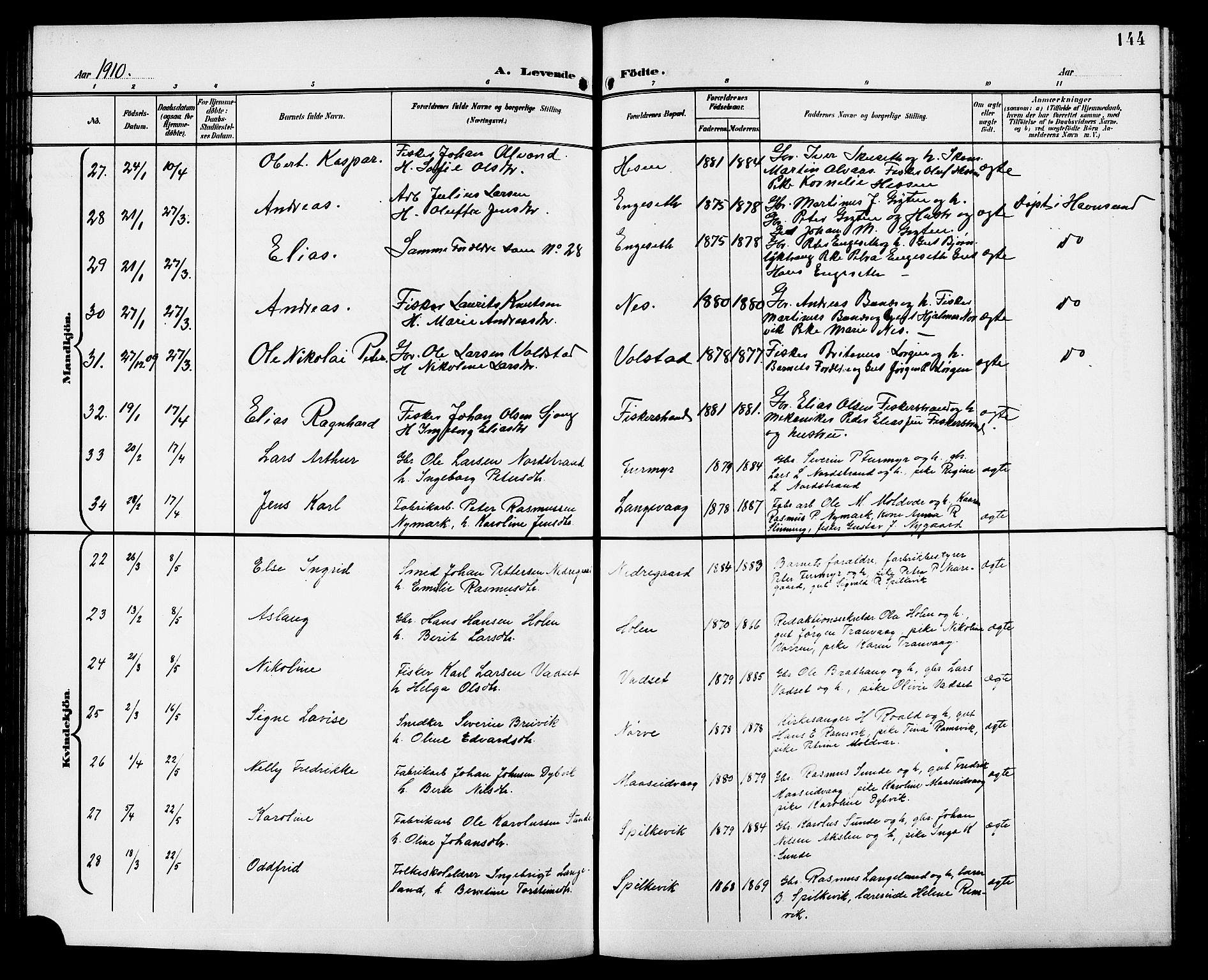 Ministerialprotokoller, klokkerbøker og fødselsregistre - Møre og Romsdal, AV/SAT-A-1454/528/L0432: Parish register (copy) no. 528C13, 1898-1918, p. 144