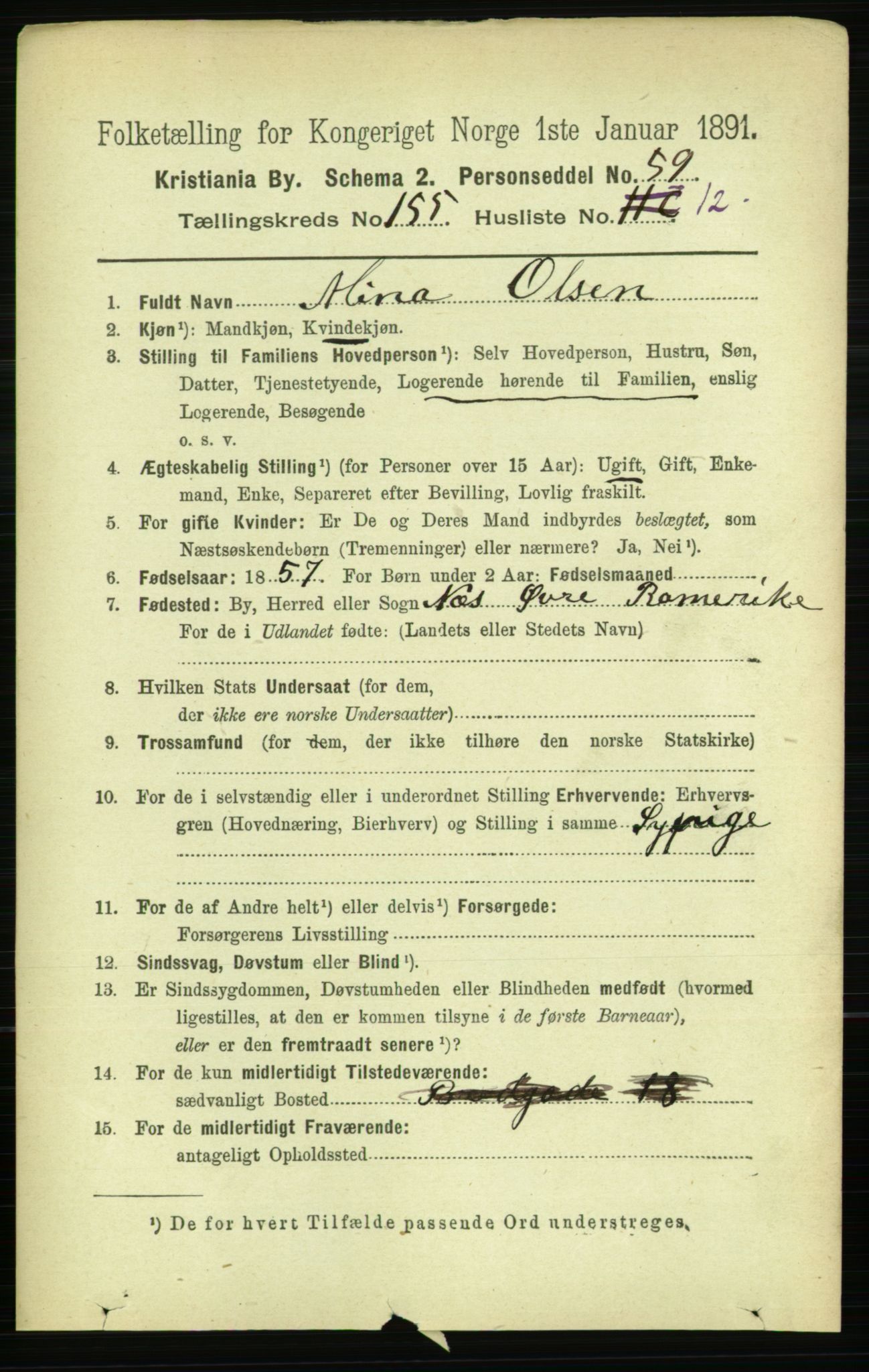 RA, 1891 census for 0301 Kristiania, 1891, p. 88647