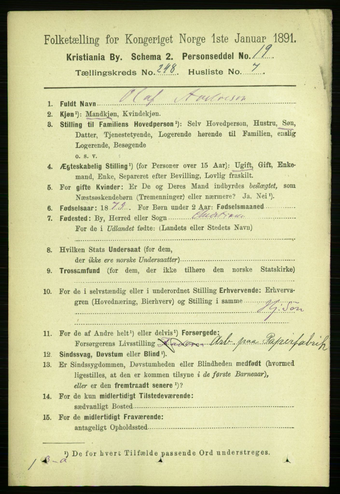 RA, 1891 census for 0301 Kristiania, 1891, p. 151318
