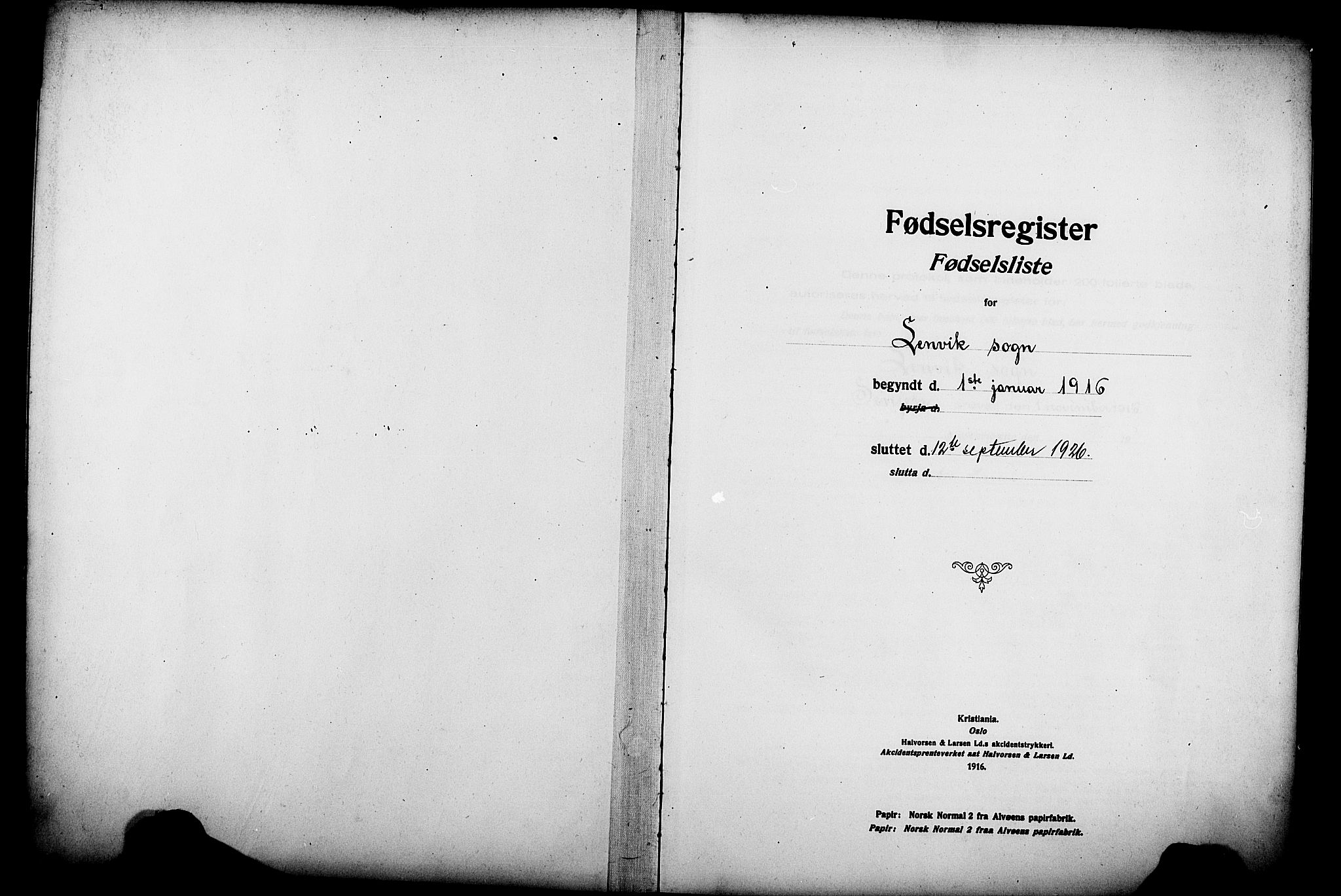 Lenvik sokneprestembete, SATØ/S-1310/I/Ic/L0089: Birth register no. 89, 1916-1926