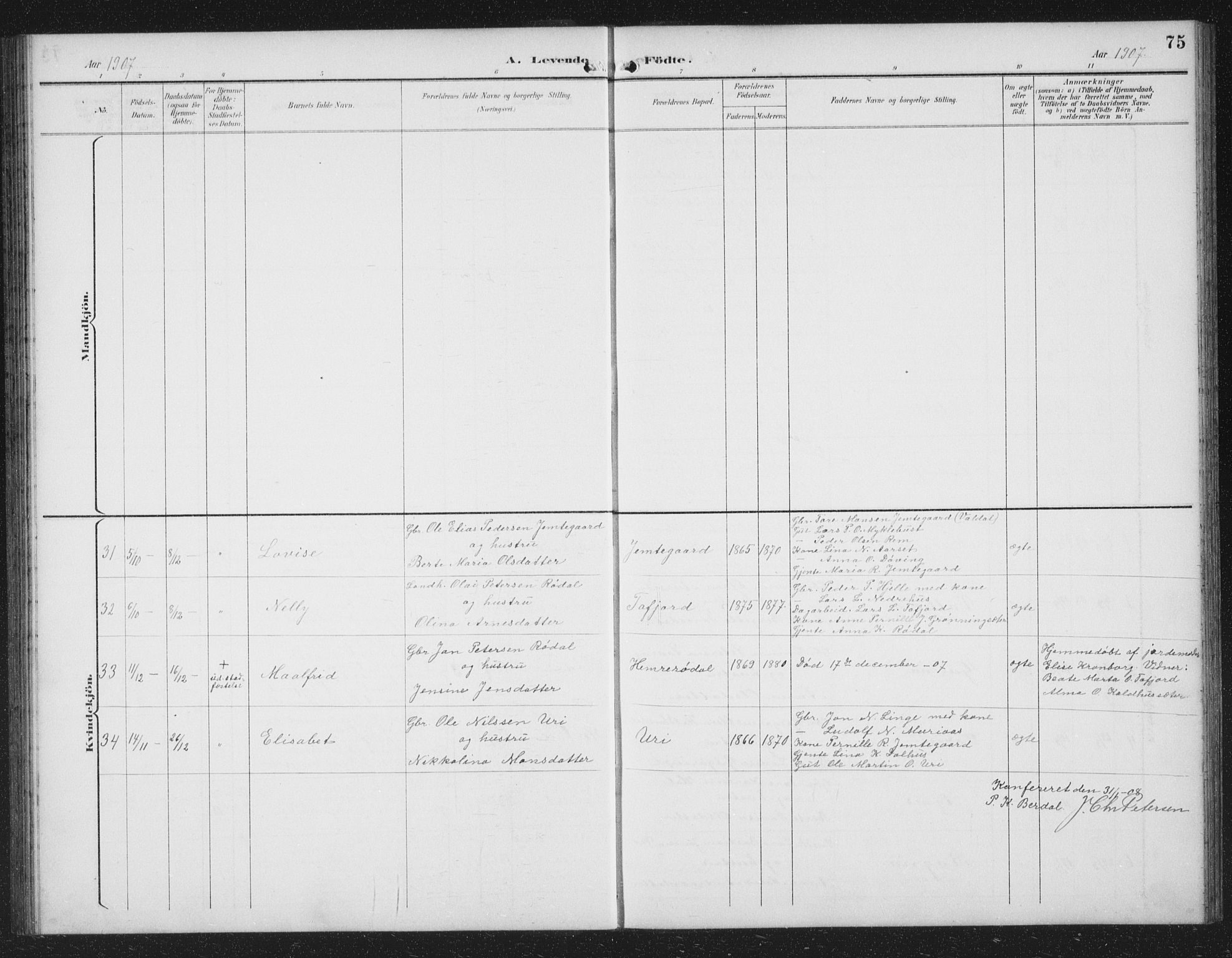 Ministerialprotokoller, klokkerbøker og fødselsregistre - Møre og Romsdal, AV/SAT-A-1454/519/L0264: Parish register (copy) no. 519C05, 1892-1910, p. 75