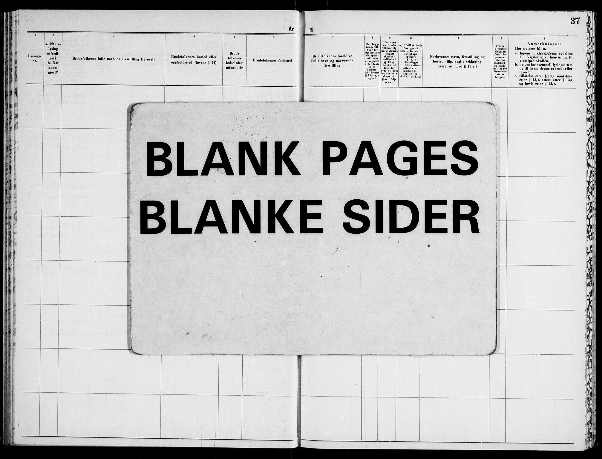 Krødsherad kirkebøker, AV/SAKO-A-19/H/Ha/L0002: Banns register no. 2, 1953-1974, p. 37