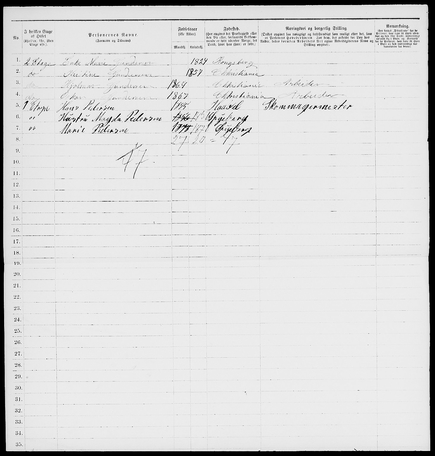 RA, 1885 census for 0301 Kristiania, 1885, p. 1456