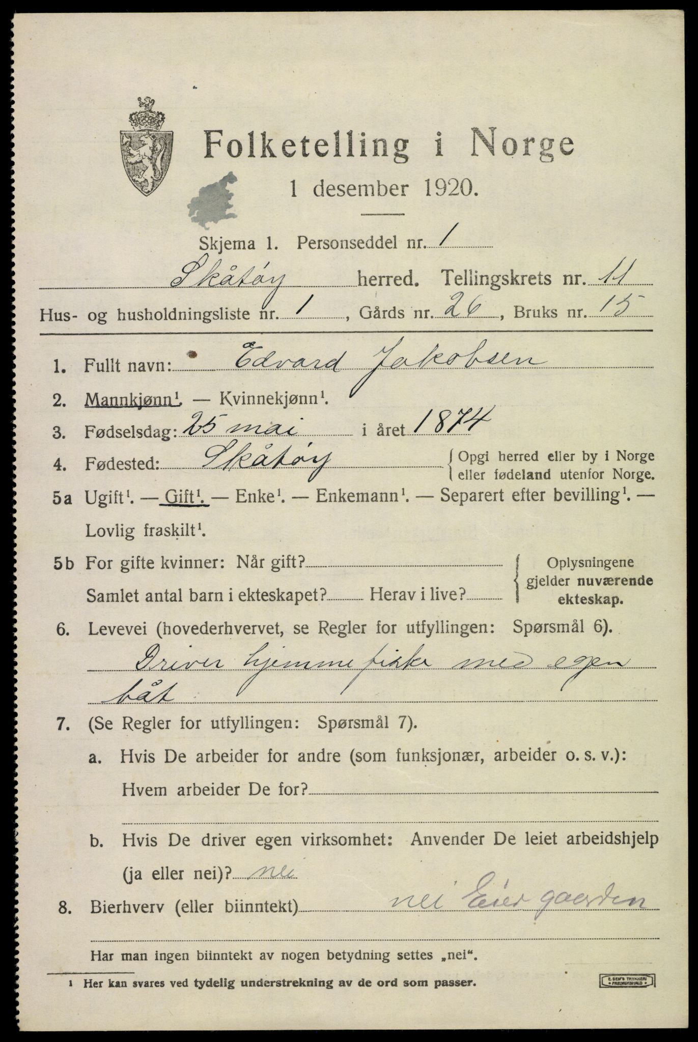 SAKO, 1920 census for Skåtøy, 1920, p. 7738