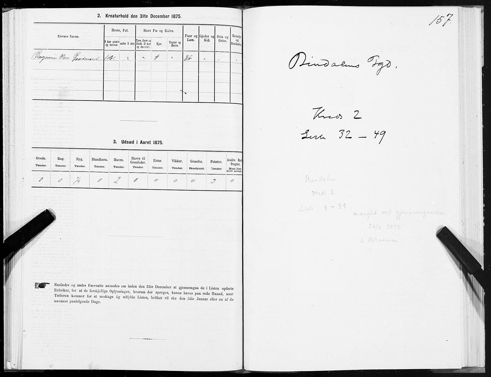 SAT, 1875 census for 1811P Bindal, 1875, p. 1157