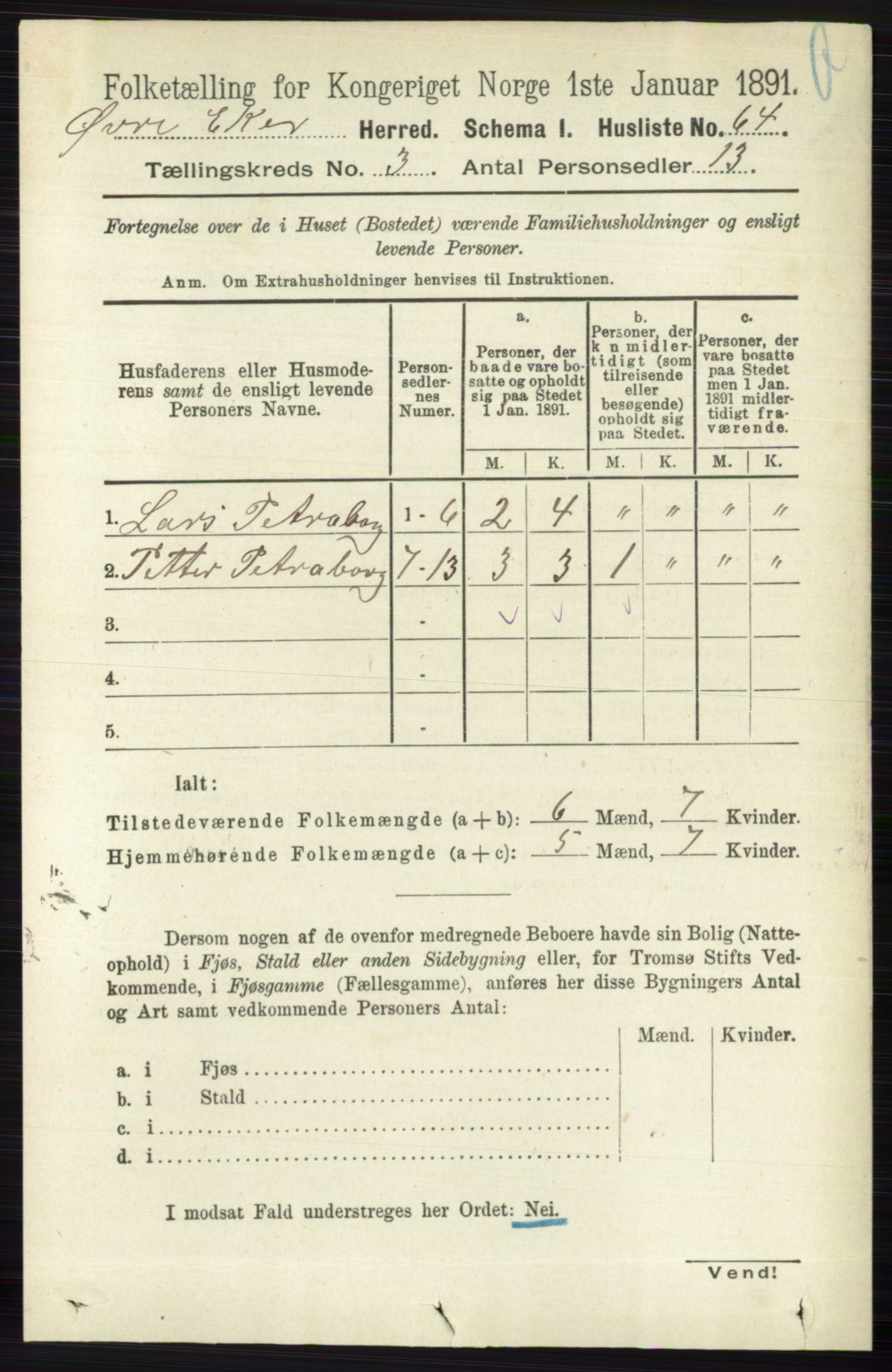 RA, 1891 census for 0624 Øvre Eiker, 1891, p. 986