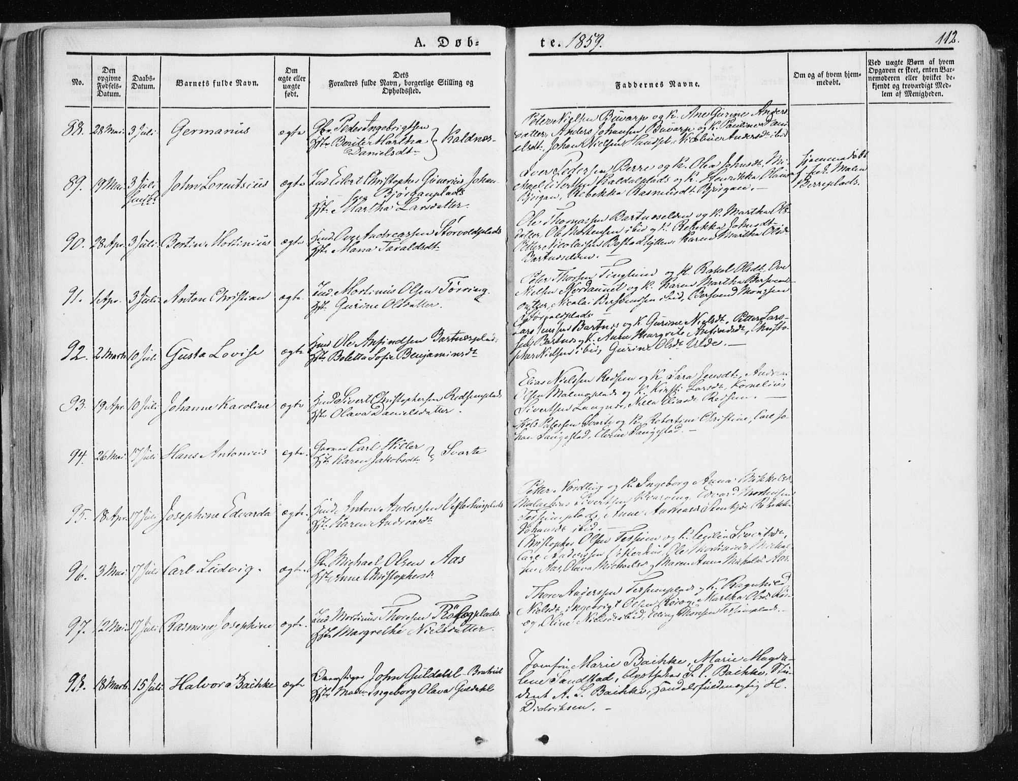 Ministerialprotokoller, klokkerbøker og fødselsregistre - Nord-Trøndelag, SAT/A-1458/741/L0393: Parish register (official) no. 741A07, 1849-1863, p. 112