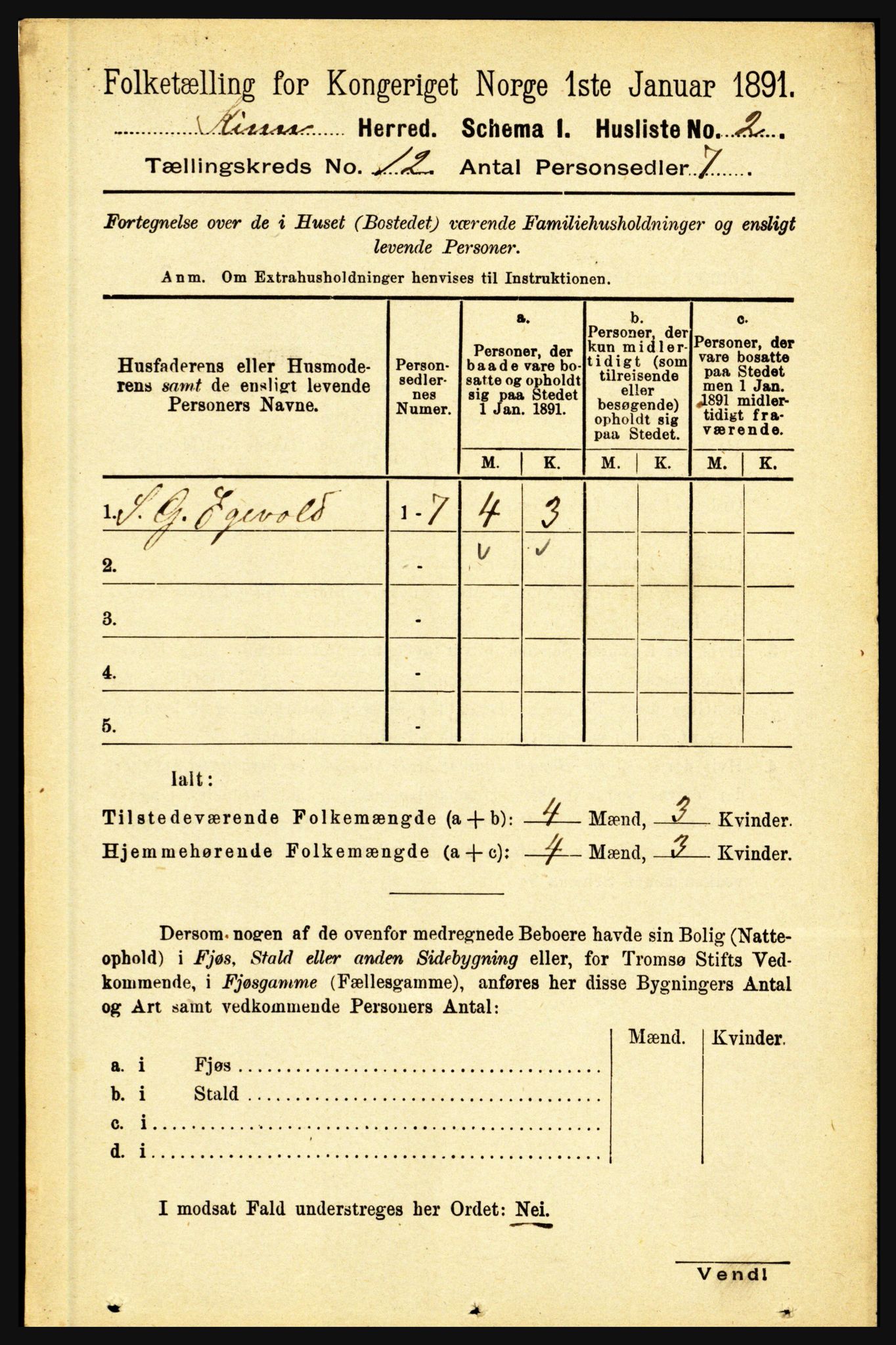 RA, 1891 census for 1437 Kinn, 1891, p. 4432