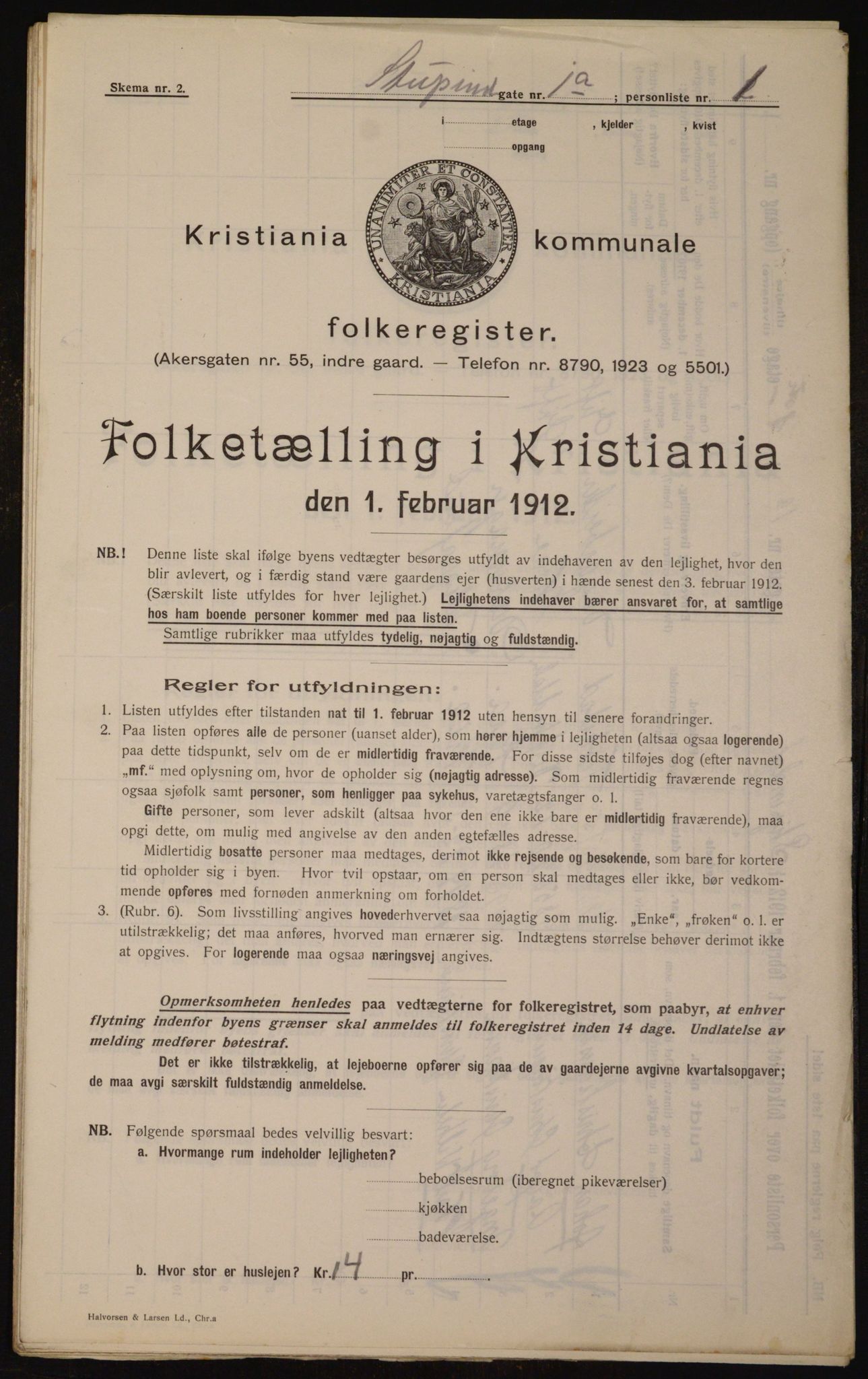OBA, Municipal Census 1912 for Kristiania, 1912, p. 104532