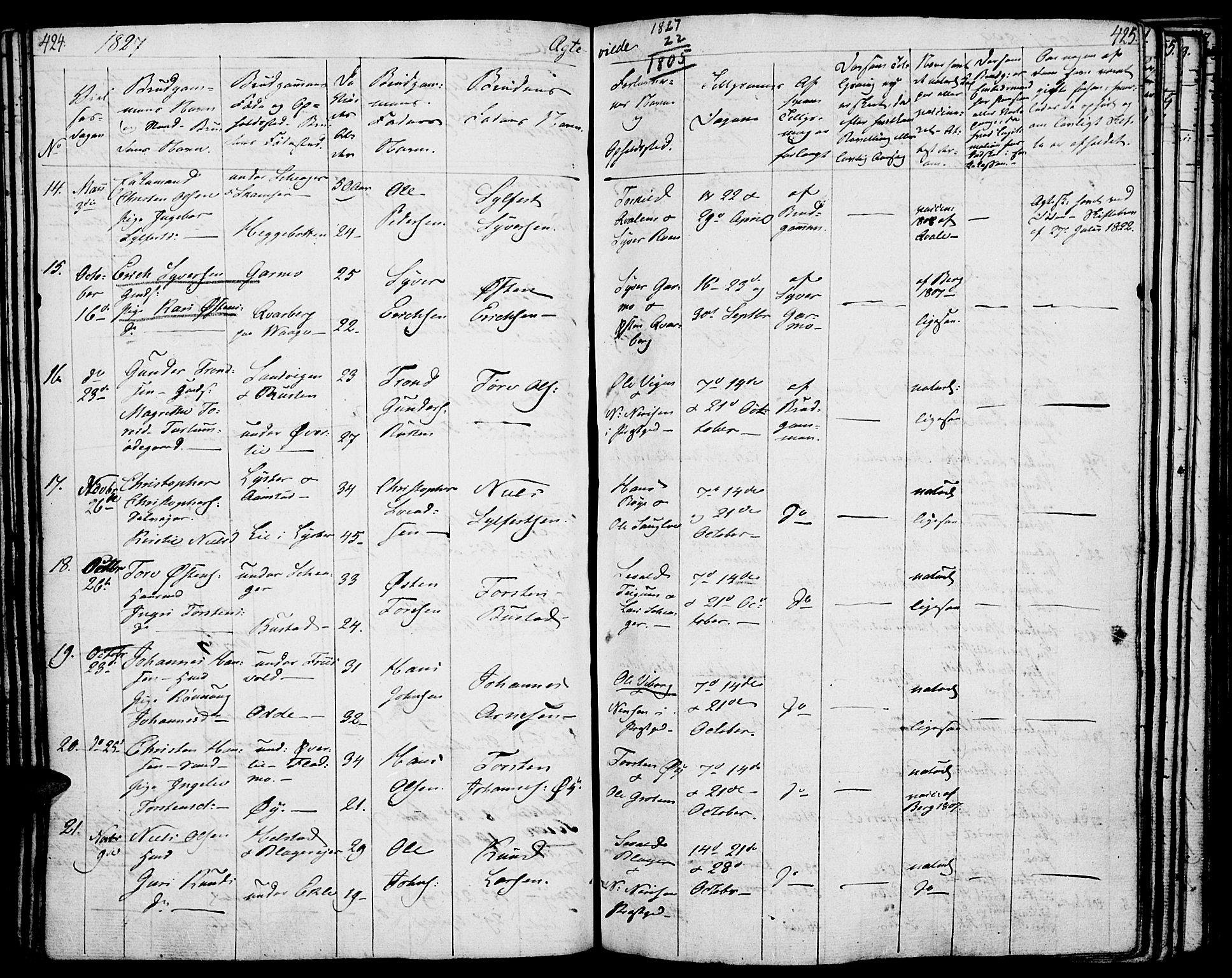 Lom prestekontor, SAH/PREST-070/K/L0005: Parish register (official) no. 5, 1825-1837, p. 424-425