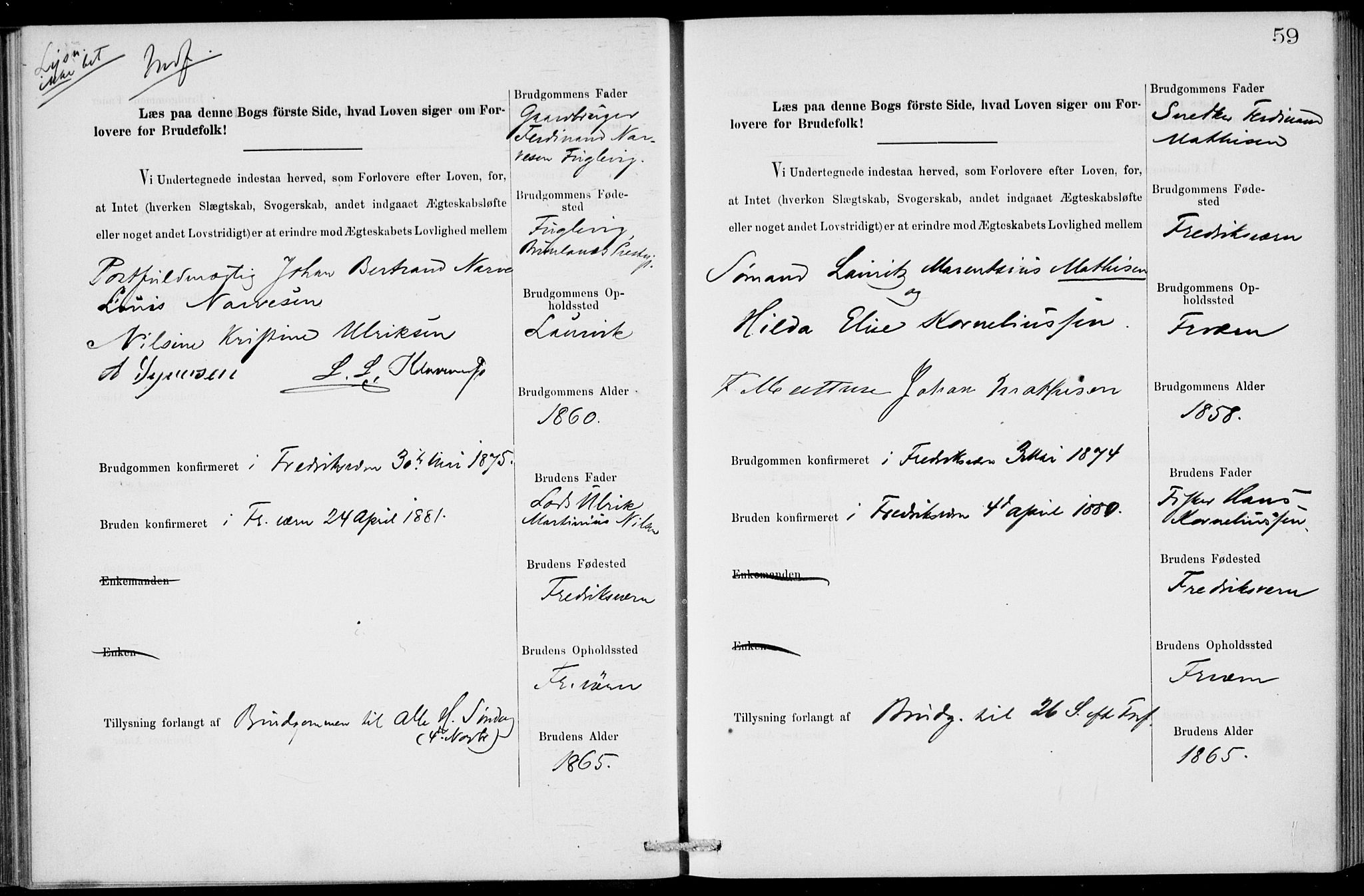 Stavern kirkebøker, AV/SAKO-A-318/H/Ha/L0001: Banns register no. 1, 1875-1918, p. 59