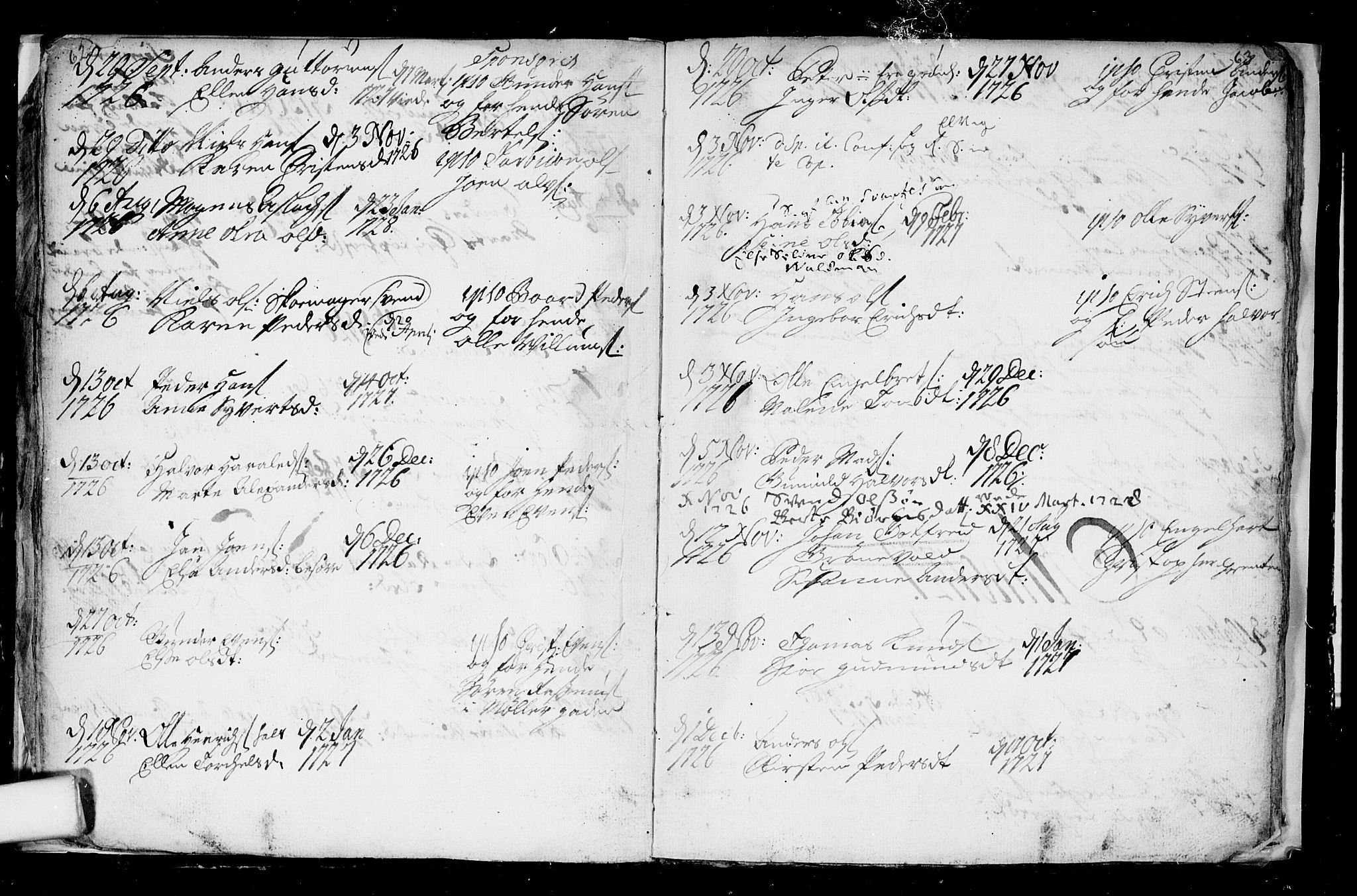 Aker prestekontor kirkebøker, SAO/A-10861/F/L0003: Parish register (official) no. 3, 1723-1731, p. 62-63