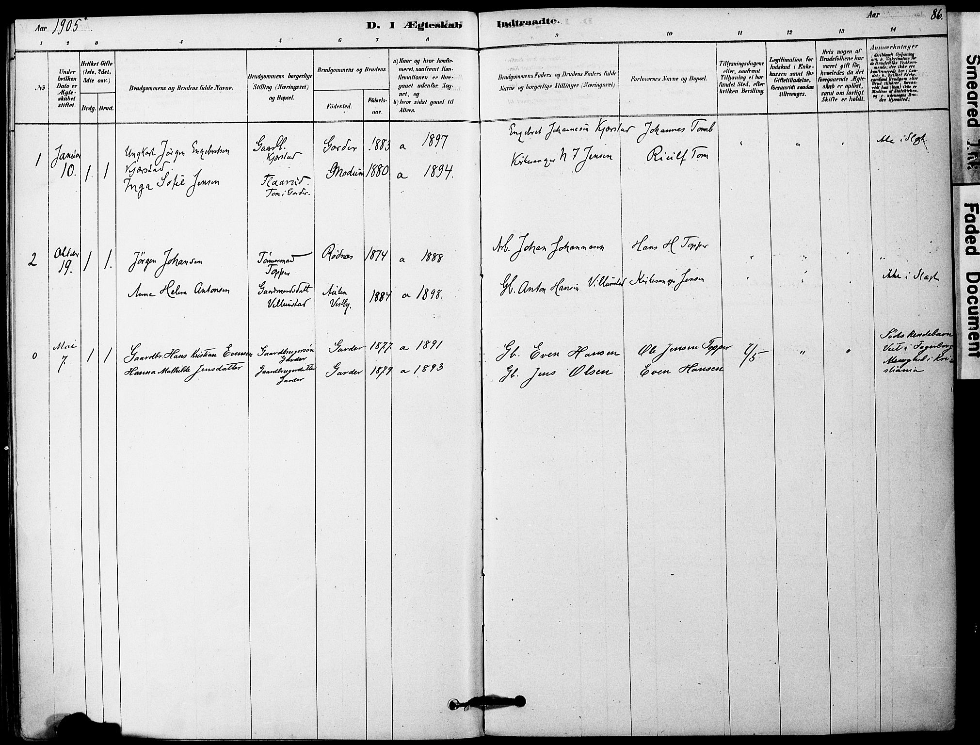 Vestby prestekontor Kirkebøker, SAO/A-10893/F/Fa/L0011: Parish register (official) no. I 11, 1878-1913, p. 86