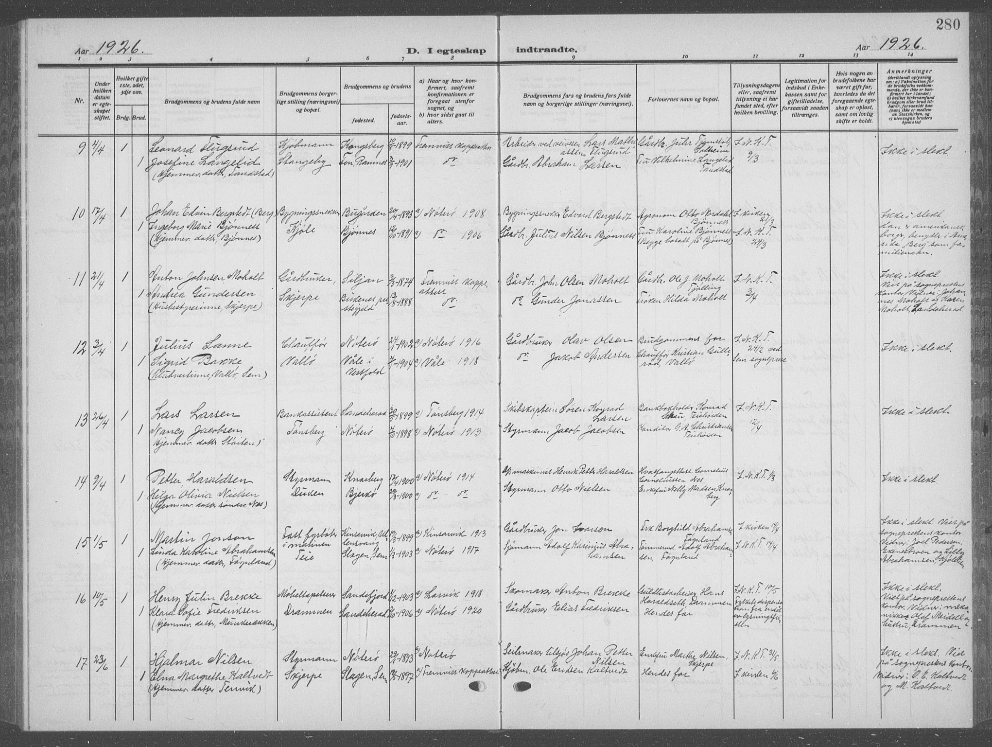 Nøtterøy kirkebøker, AV/SAKO-A-354/G/Ga/L0006: Parish register (copy) no. I 6, 1925-1939, p. 280