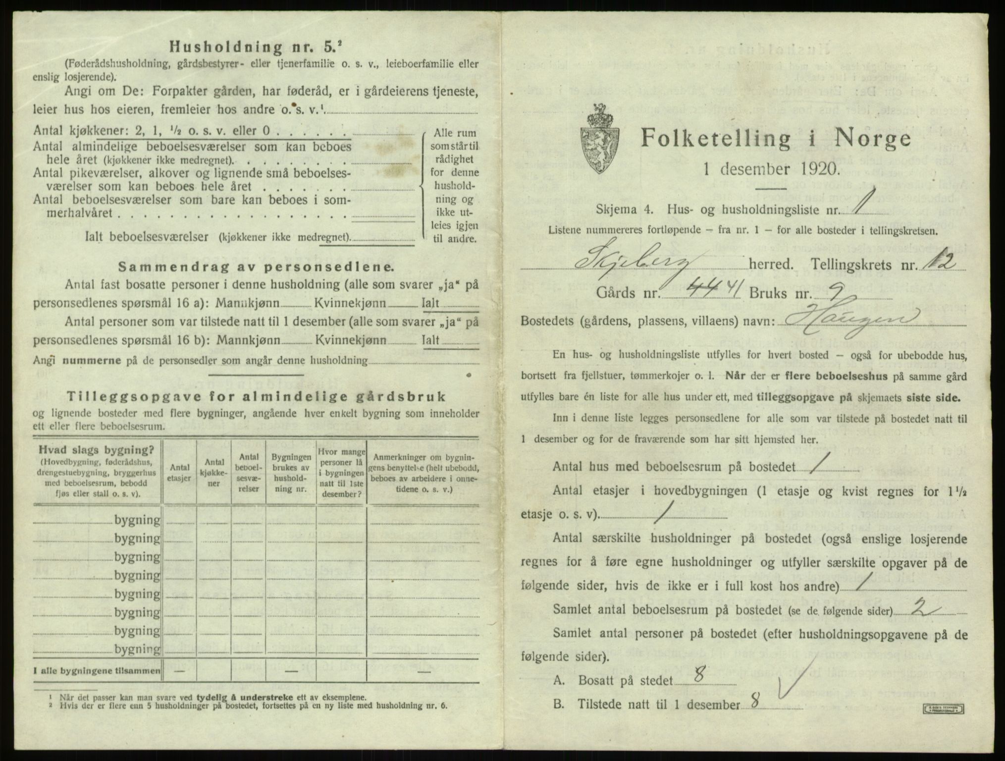 SAO, 1920 census for Skjeberg, 1920, p. 1550