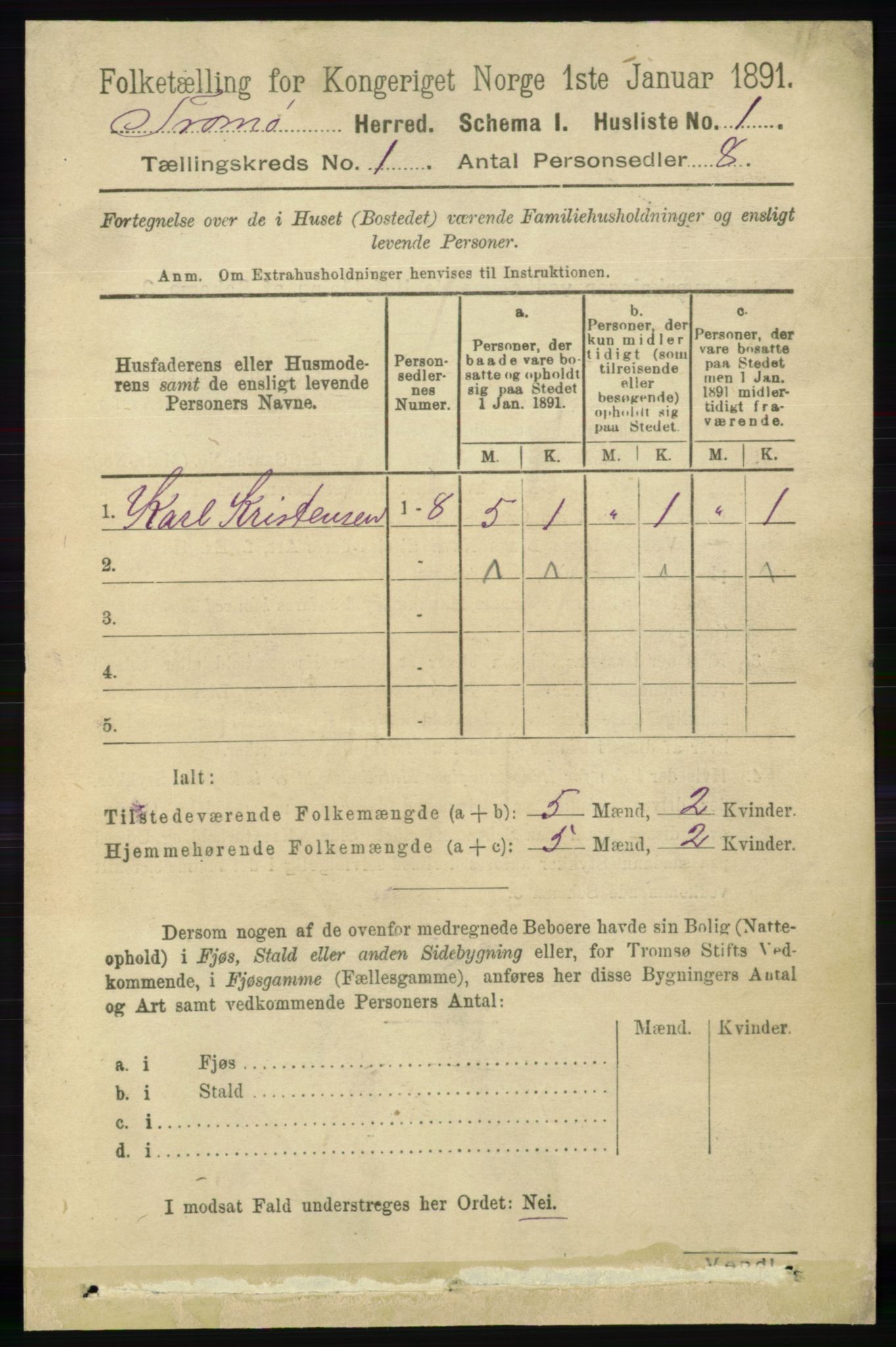 RA, 1891 census for 0921 Tromøy, 1891, p. 22