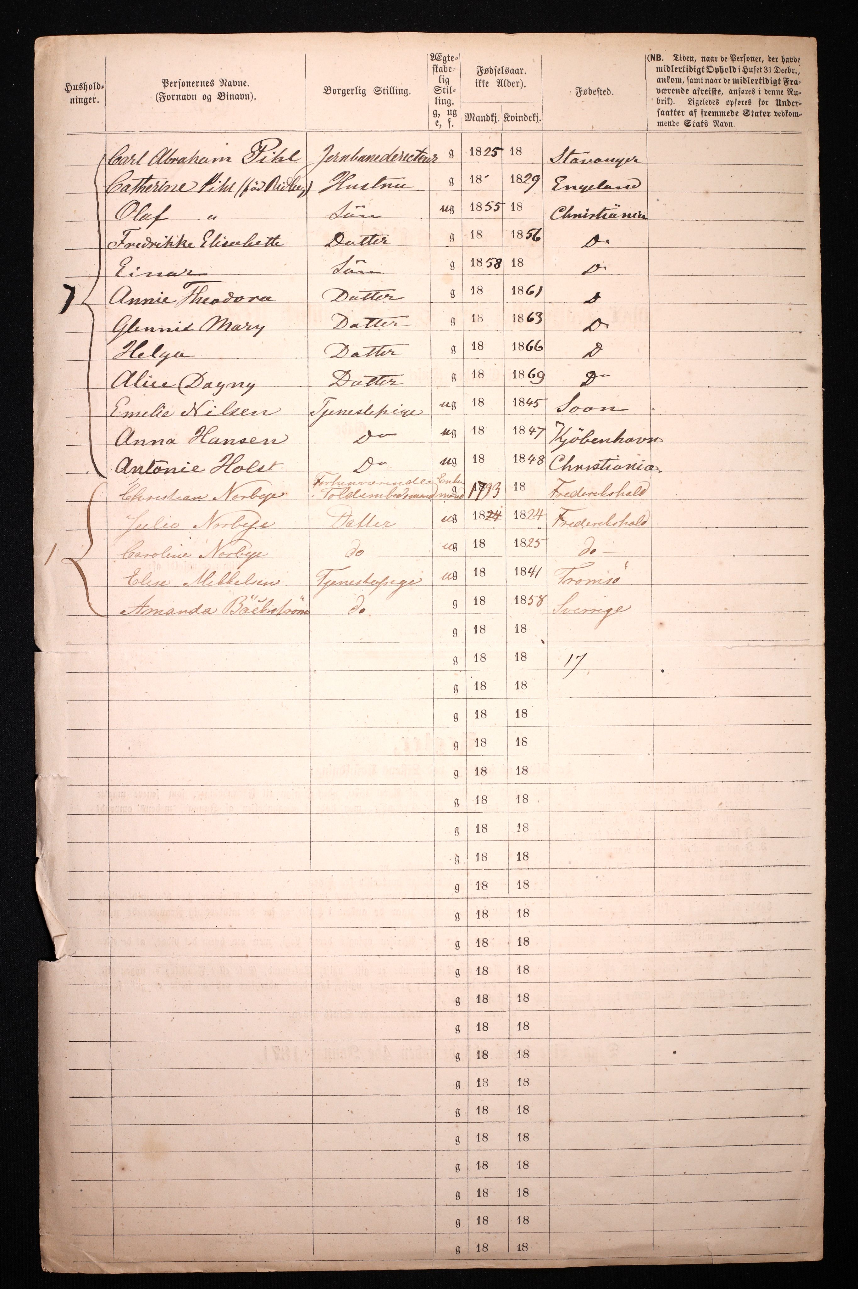 RA, 1870 census for 0301 Kristiania, 1870, p. 1236