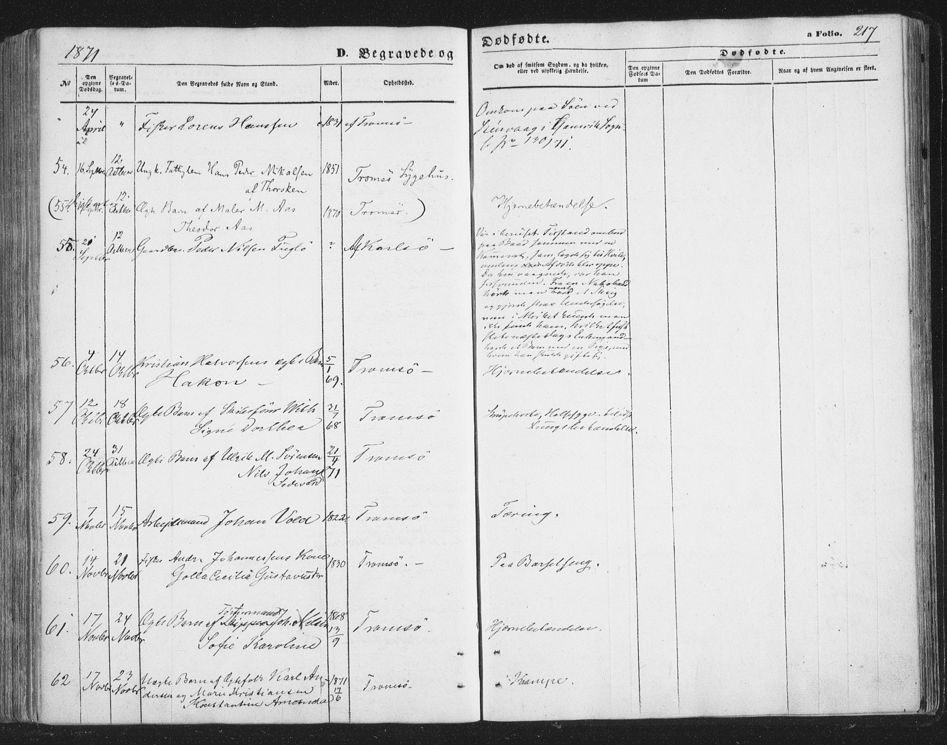 Tromsø sokneprestkontor/stiftsprosti/domprosti, AV/SATØ-S-1343/G/Ga/L0012kirke: Parish register (official) no. 12, 1865-1871, p. 217