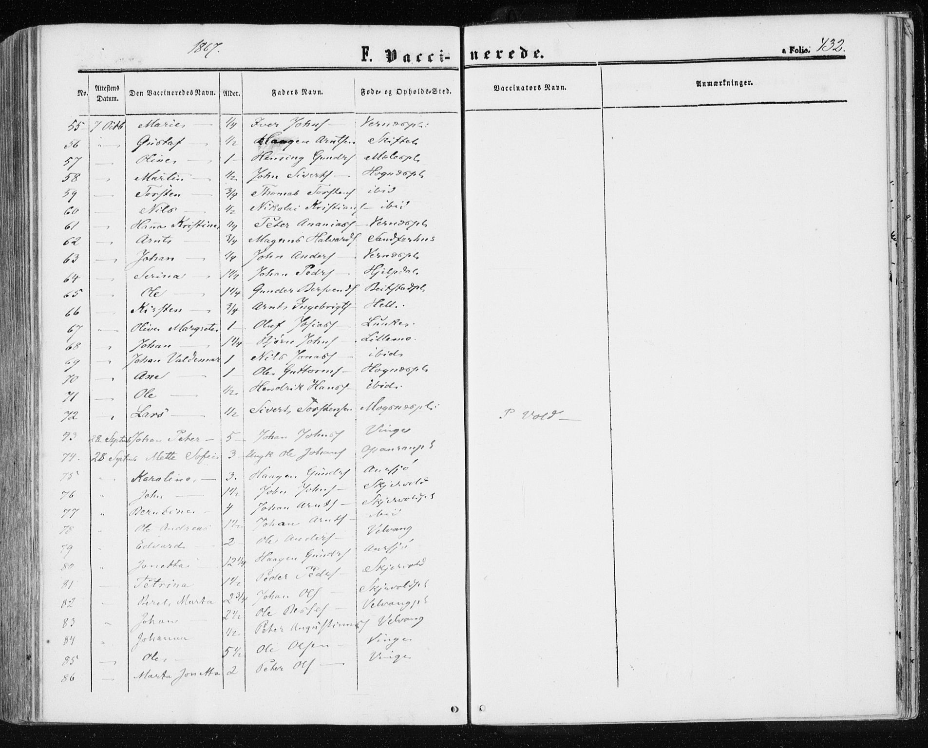 Ministerialprotokoller, klokkerbøker og fødselsregistre - Nord-Trøndelag, AV/SAT-A-1458/709/L0075: Parish register (official) no. 709A15, 1859-1870, p. 432