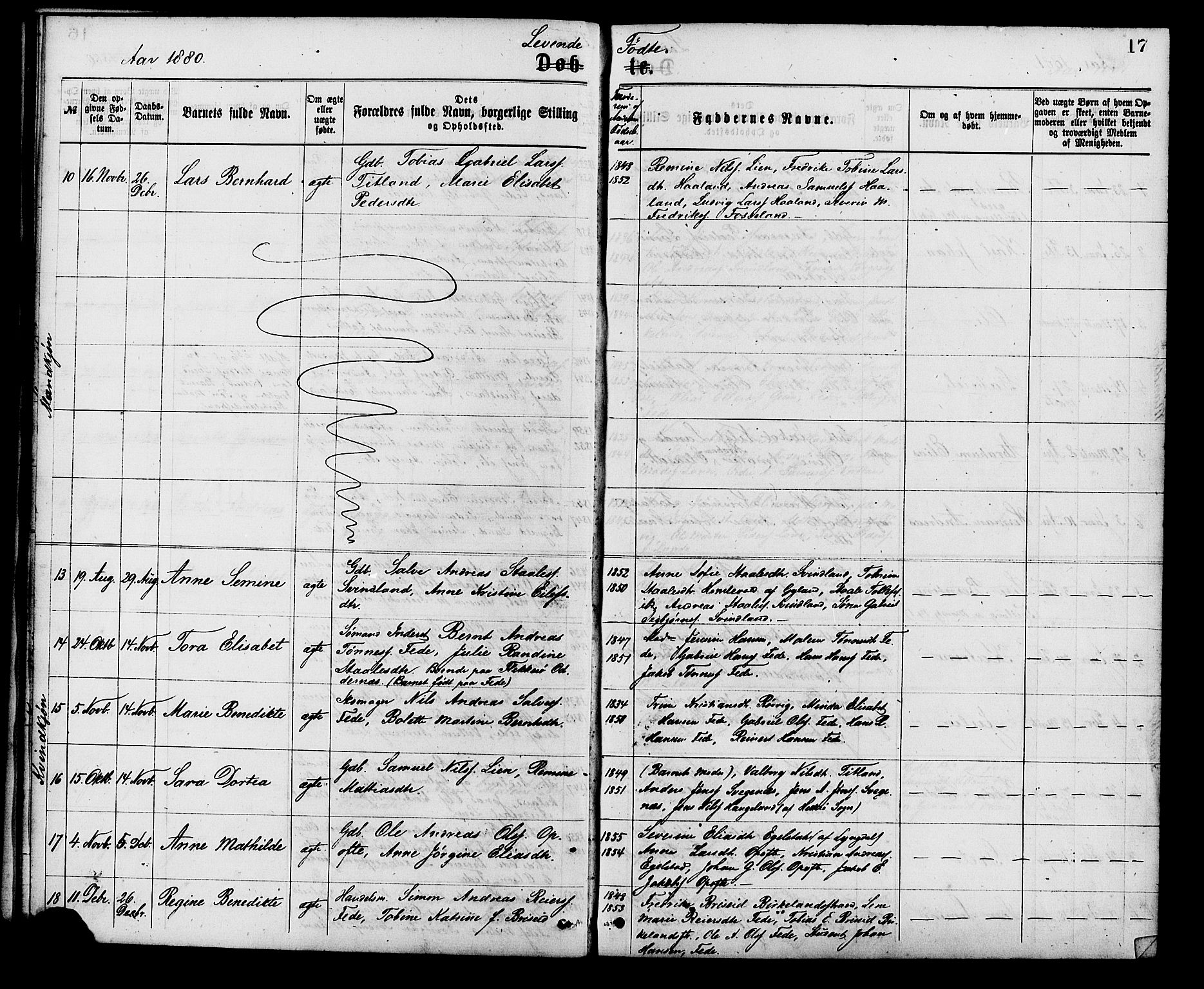 Kvinesdal sokneprestkontor, AV/SAK-1111-0026/F/Fa/Faa/L0003: Parish register (official) no. A 3, 1877-1882, p. 17