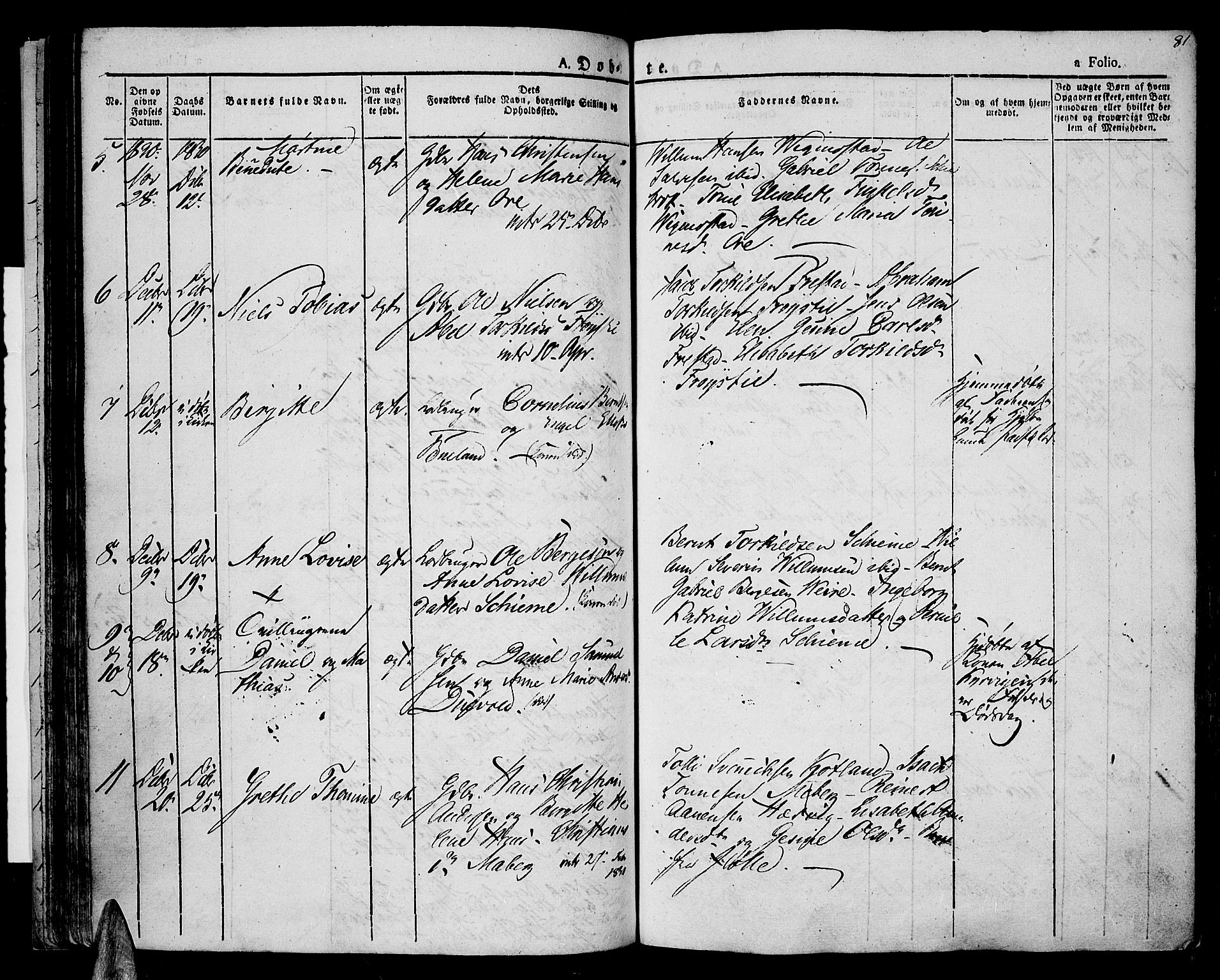 Lista sokneprestkontor, SAK/1111-0027/F/Fa/L0008: Parish register (official) no. A 8, 1823-1835, p. 81