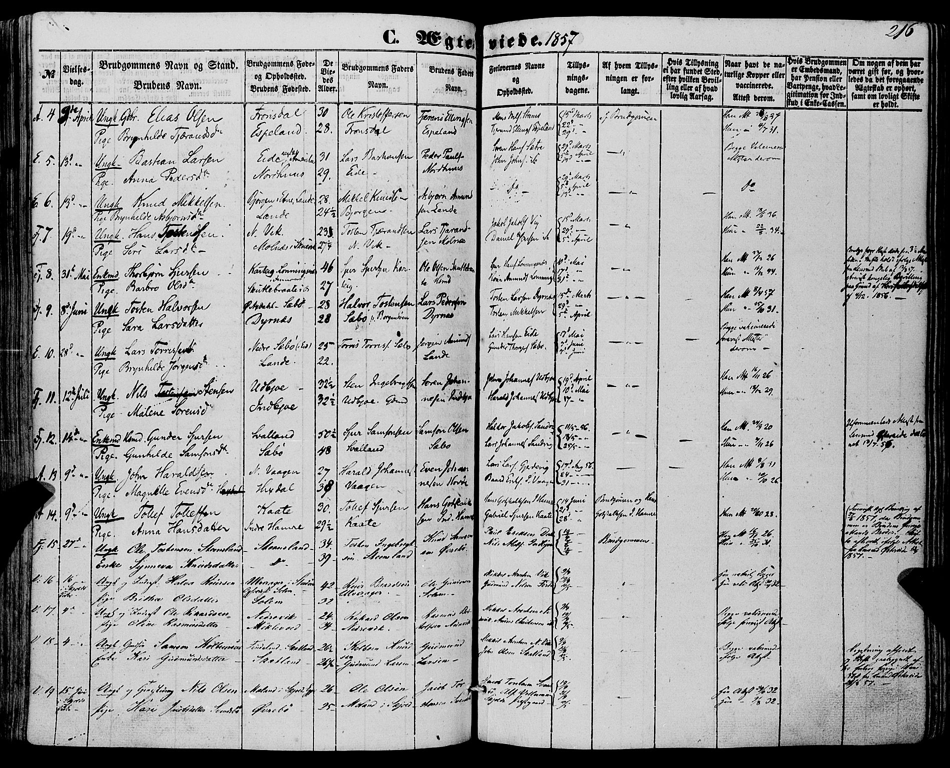 Fjelberg sokneprestembete, SAB/A-75201/H/Haa: Parish register (official) no. A 7, 1851-1867, p. 216
