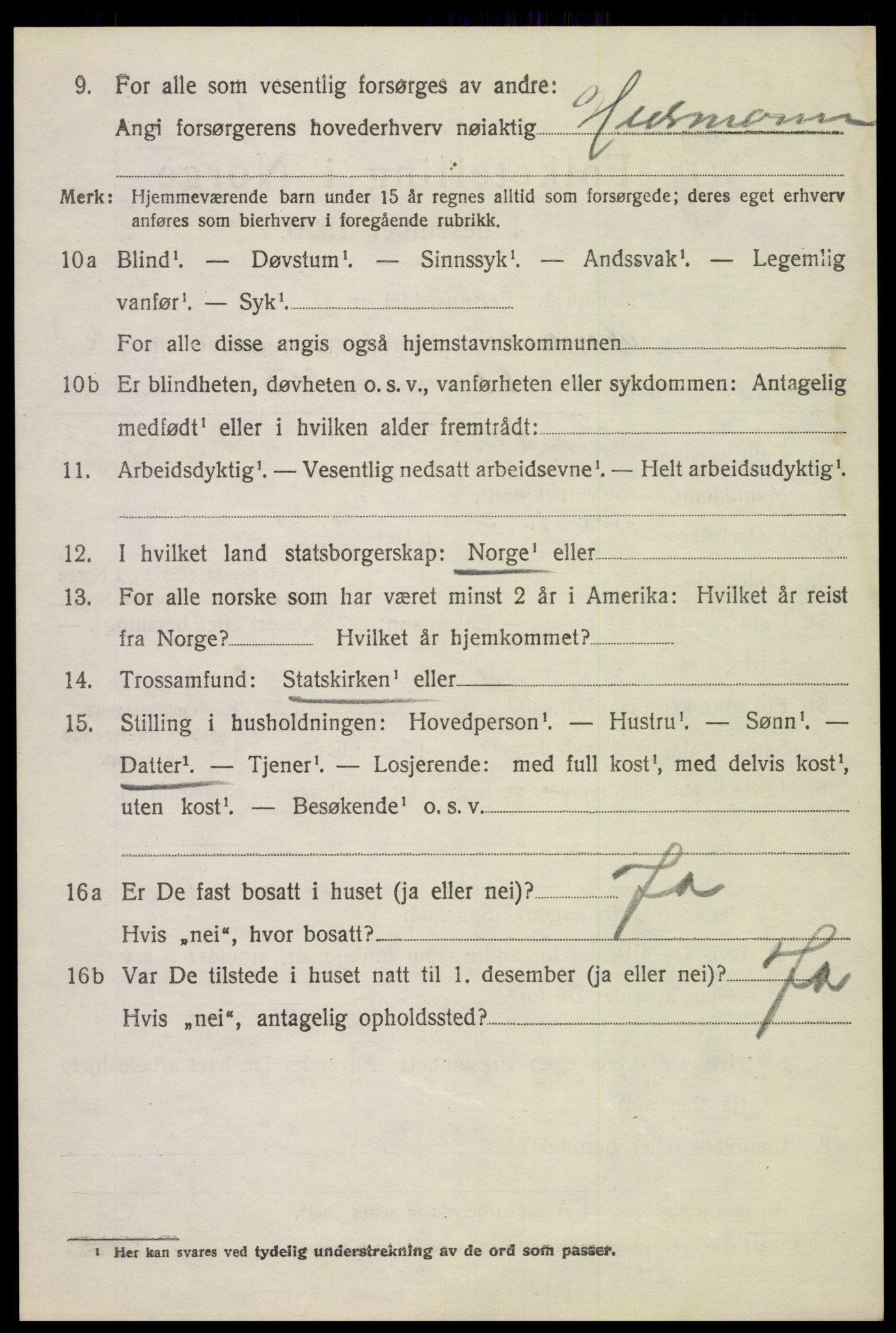 SAH, 1920 census for Ringebu, 1920, p. 3576